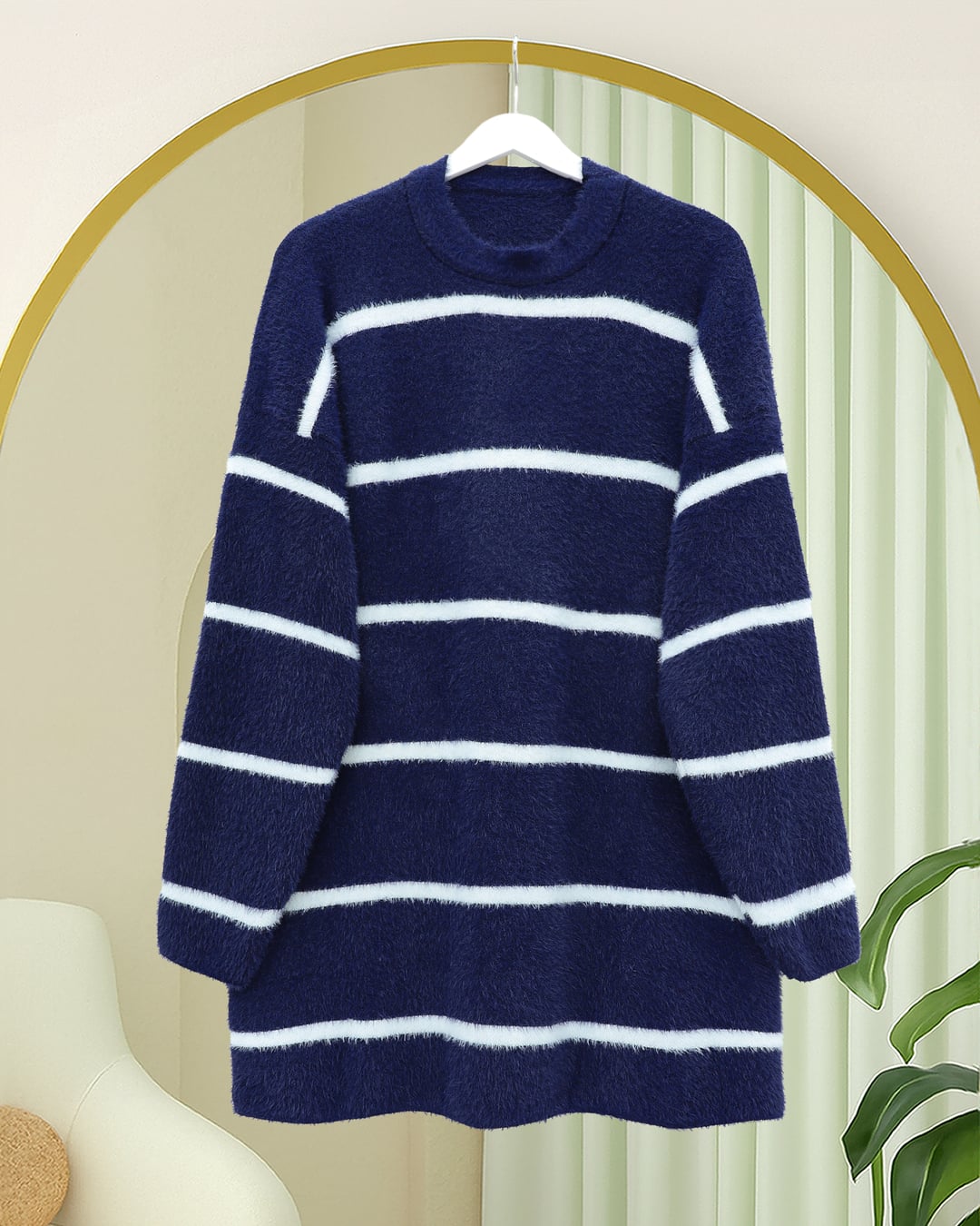 Striped Relaxed Knit Tunic - Navy - Podyumplus - by Peralane - photo 2
