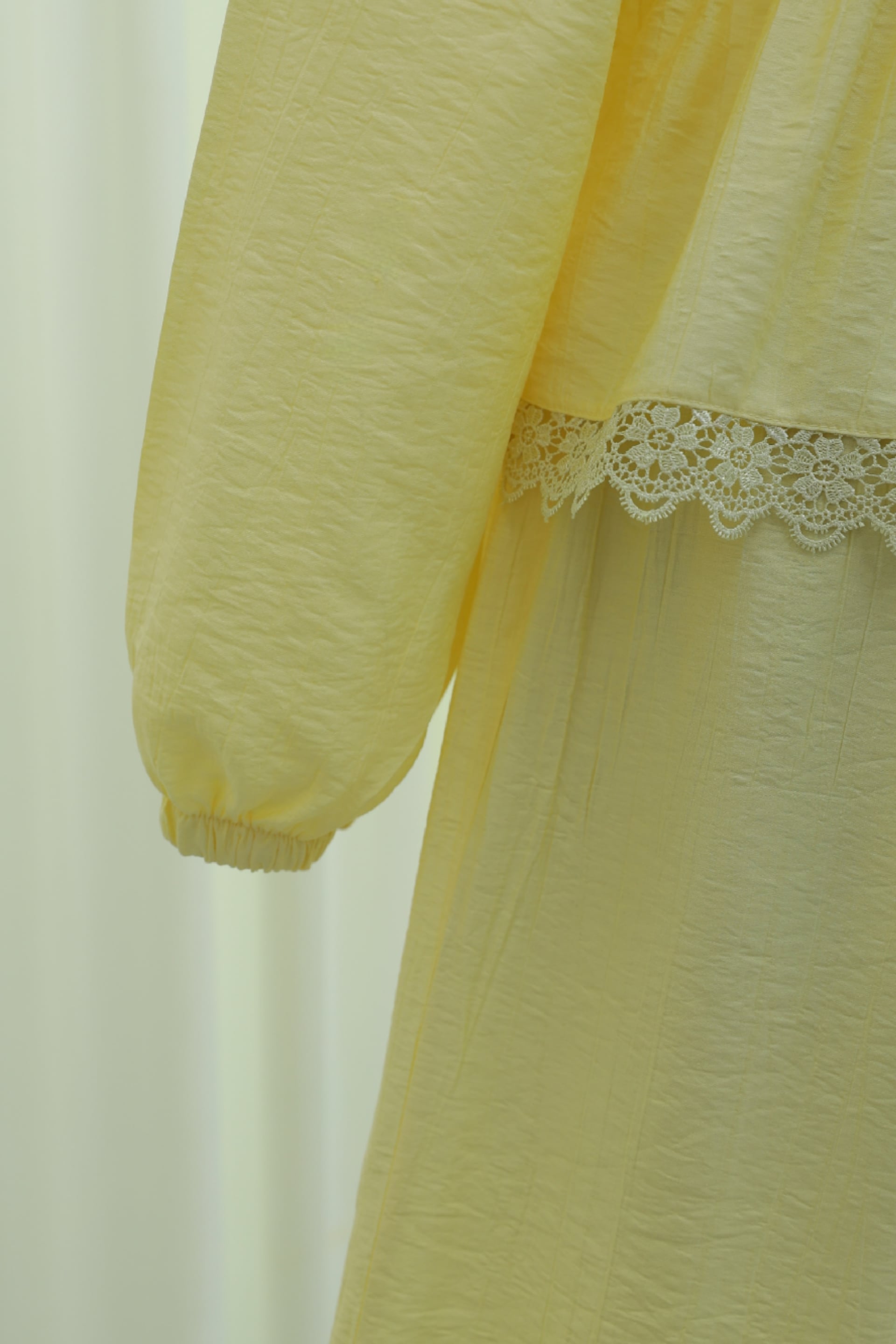 Lace Detail Front Tie Blouse and Trousers Co-ord Set in Yellow - Podyumplus - by Peralane - photo 9