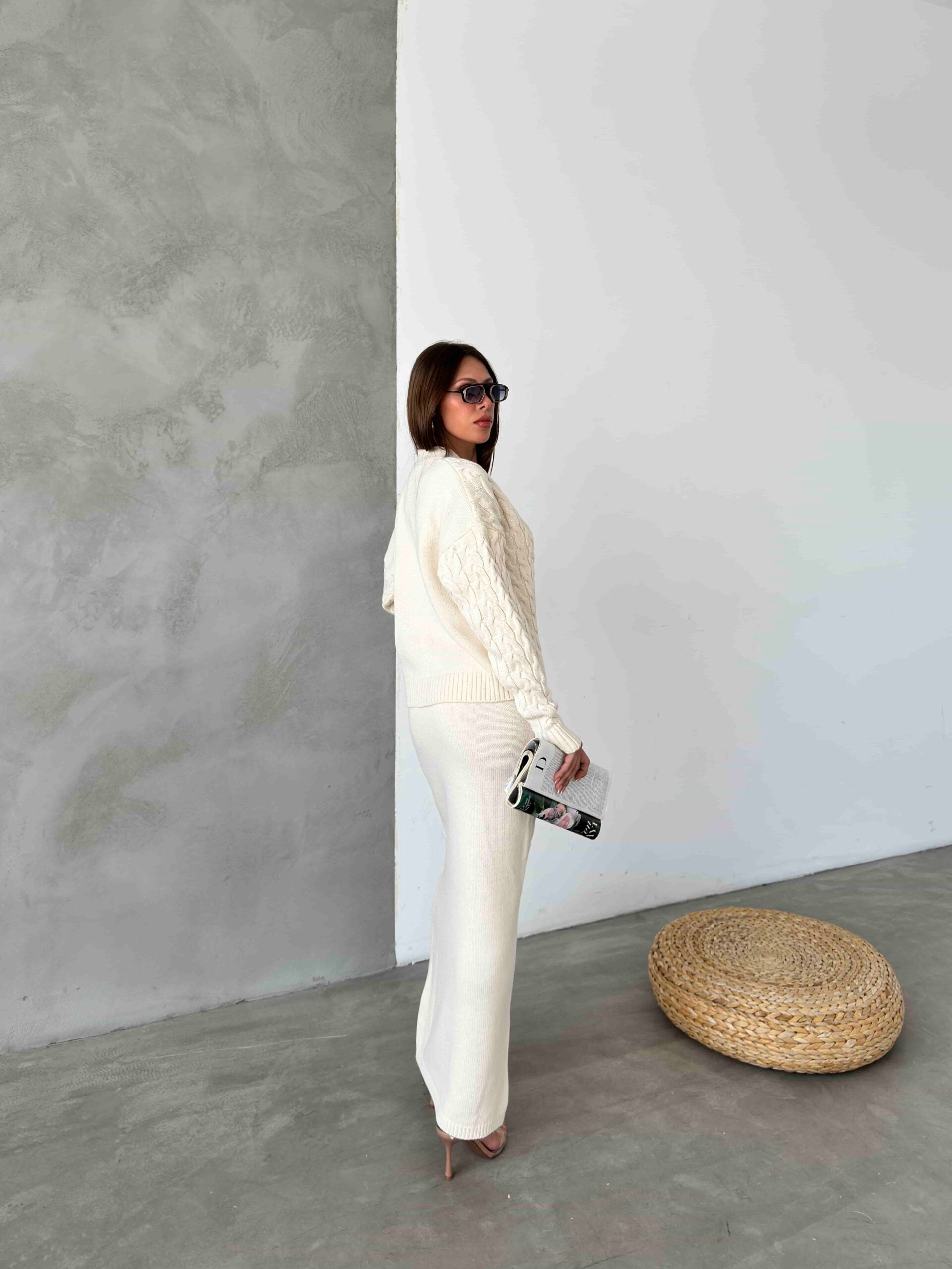 Women's Cable Knit Sweater and Trousers Set with Quarter-Zip - My Bee - by Peralane - photo 3
