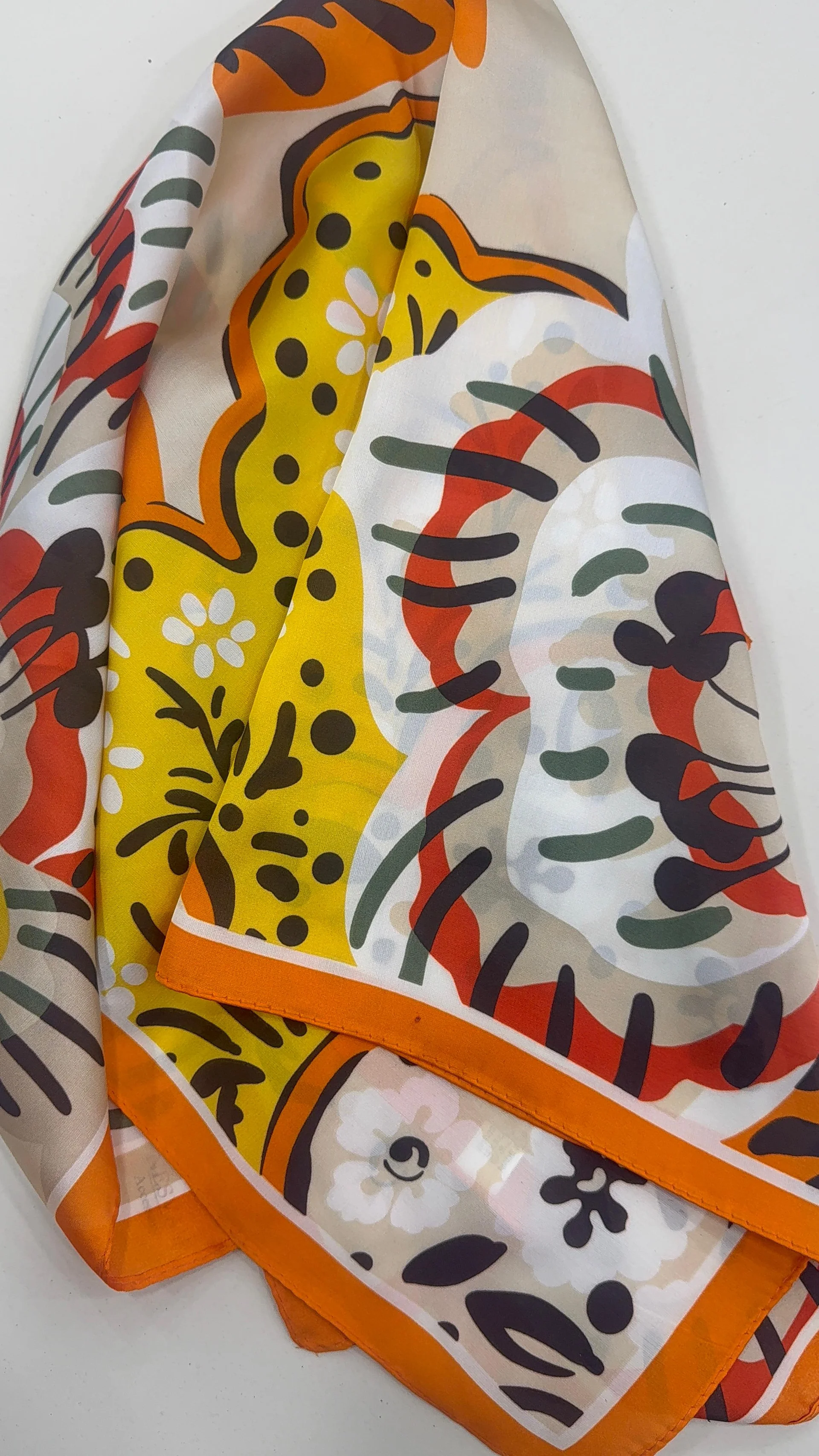 Orange Floral Print Bandana Scarf 70x70 cm - Nesvay - by Peralane - photo 3