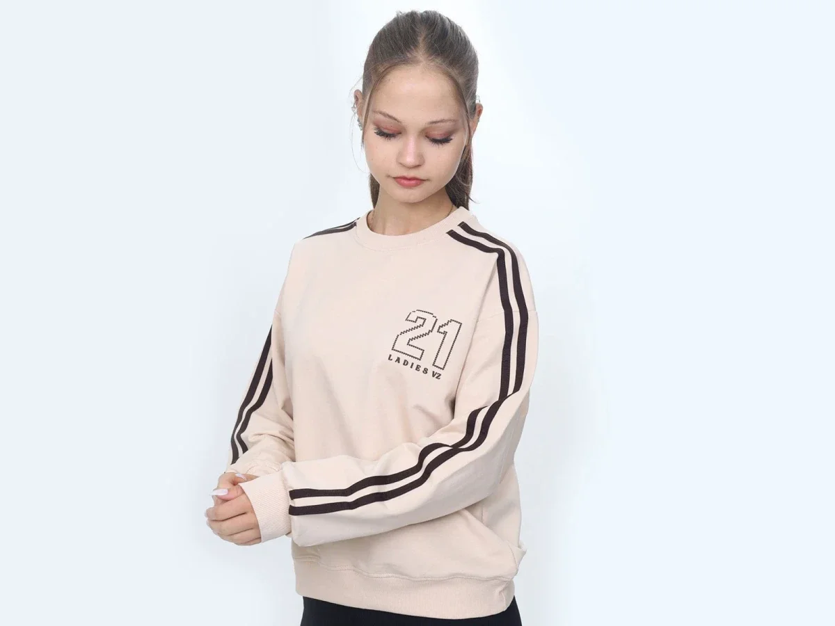 21 Ladies Printed Girls Sweatshirt – Beige - Vizviz - by Peralane