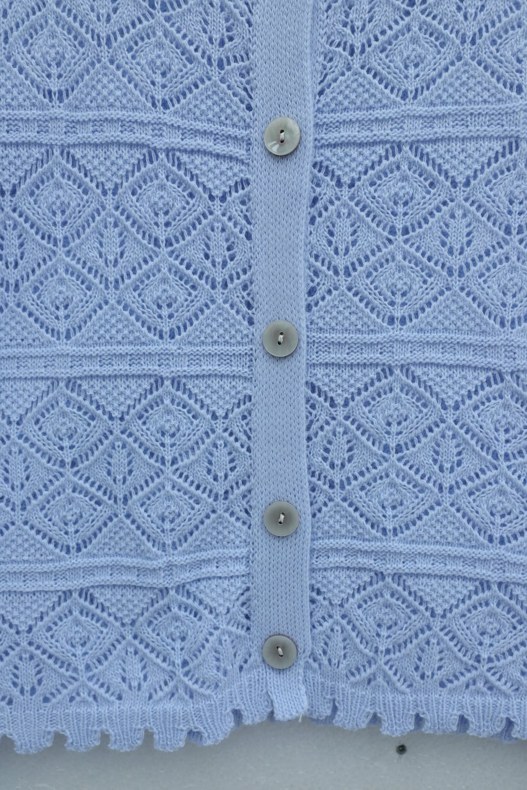 Buttoned Patterned Open-Knit Cardigan - Baby Blue - Podyumplus - by Peralane - photo 5