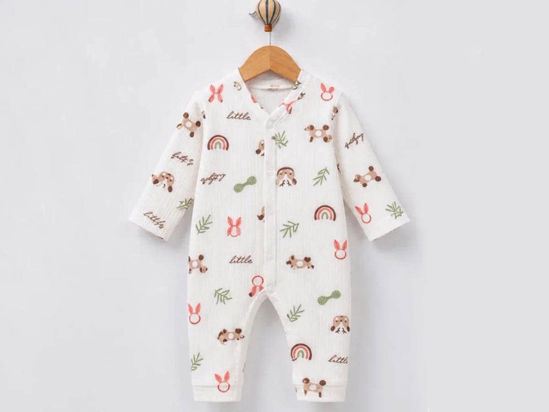 Dog Print Baby Romper - Pink - Supermini - by Peralane