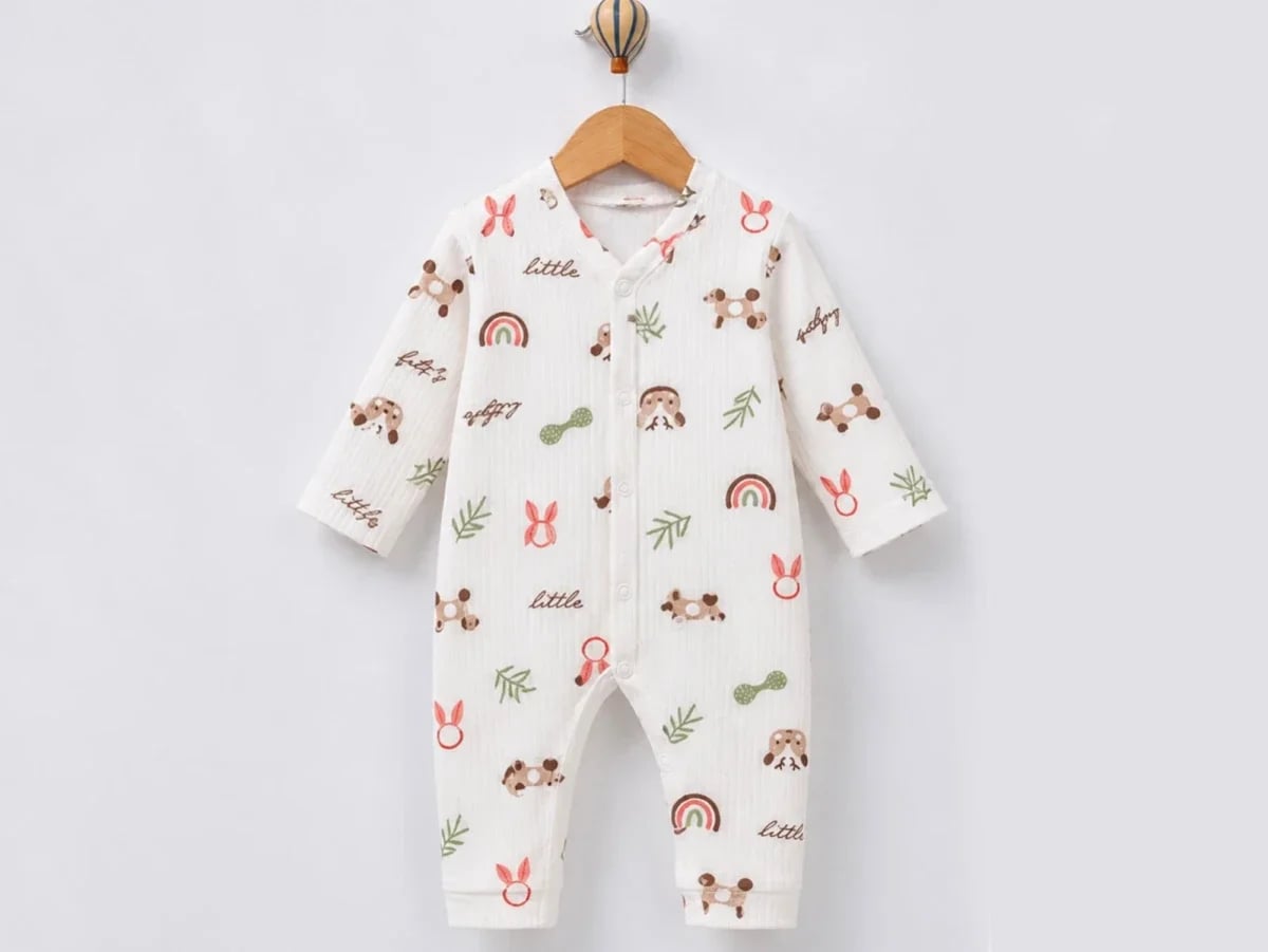 Dog Print Baby Romper - Pink - Supermini - by Peralane
