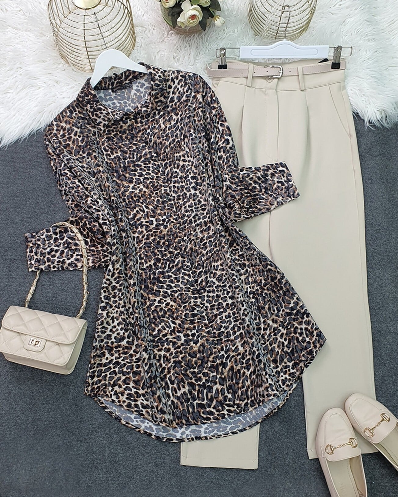 Leopard Print Buttoned Oval Cut Shirt - Podyumplus - by Peralane - photo 5