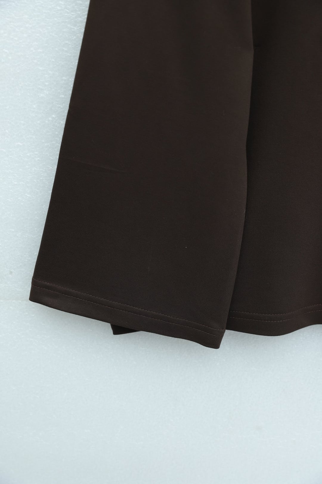 V-Neck Double Layer 2-Thread Jersey Blouse - Coffee Brown - Podyumplus - by Peralane - photo 5