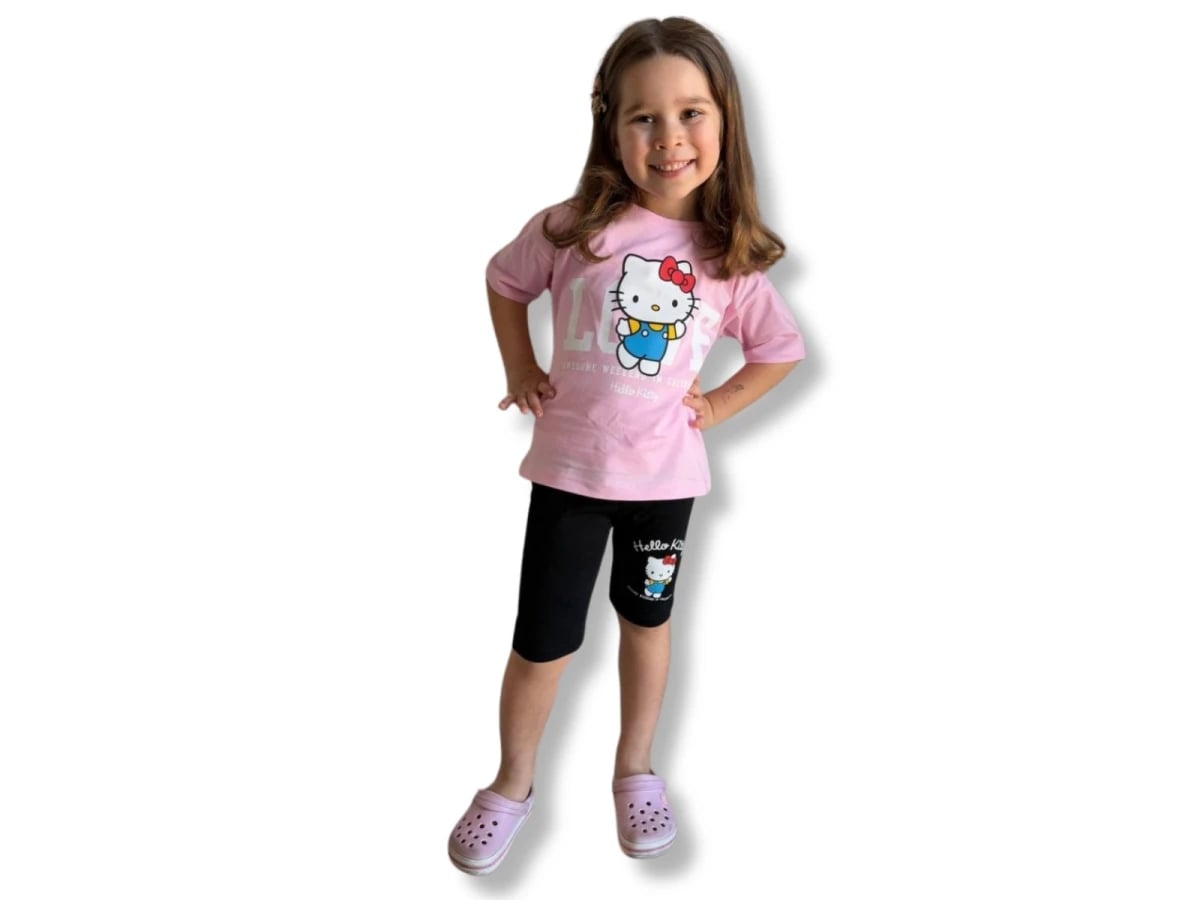 Hello Kitty Printed Girls' Pyjama Set - Pink - Replikas - by Peralane