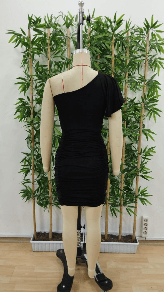 Women's One-Shoulder Ruchted Jersey Dress with Asymmetric Neckline - Janes - by Peralane - photo 7