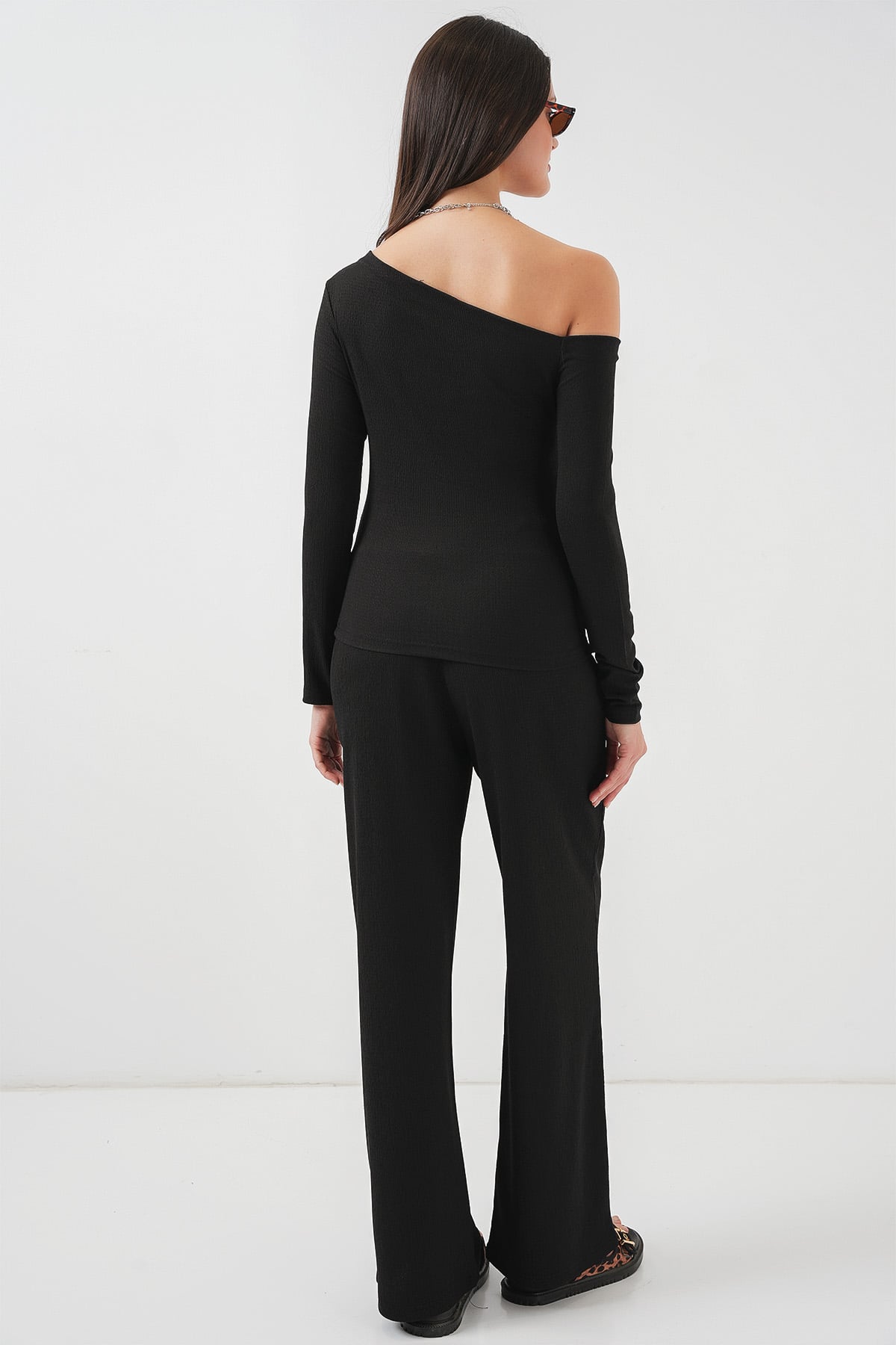 Black Off-Shoulder Fitted Top and Pants Set - Bigdart - by Peralane - photo 6