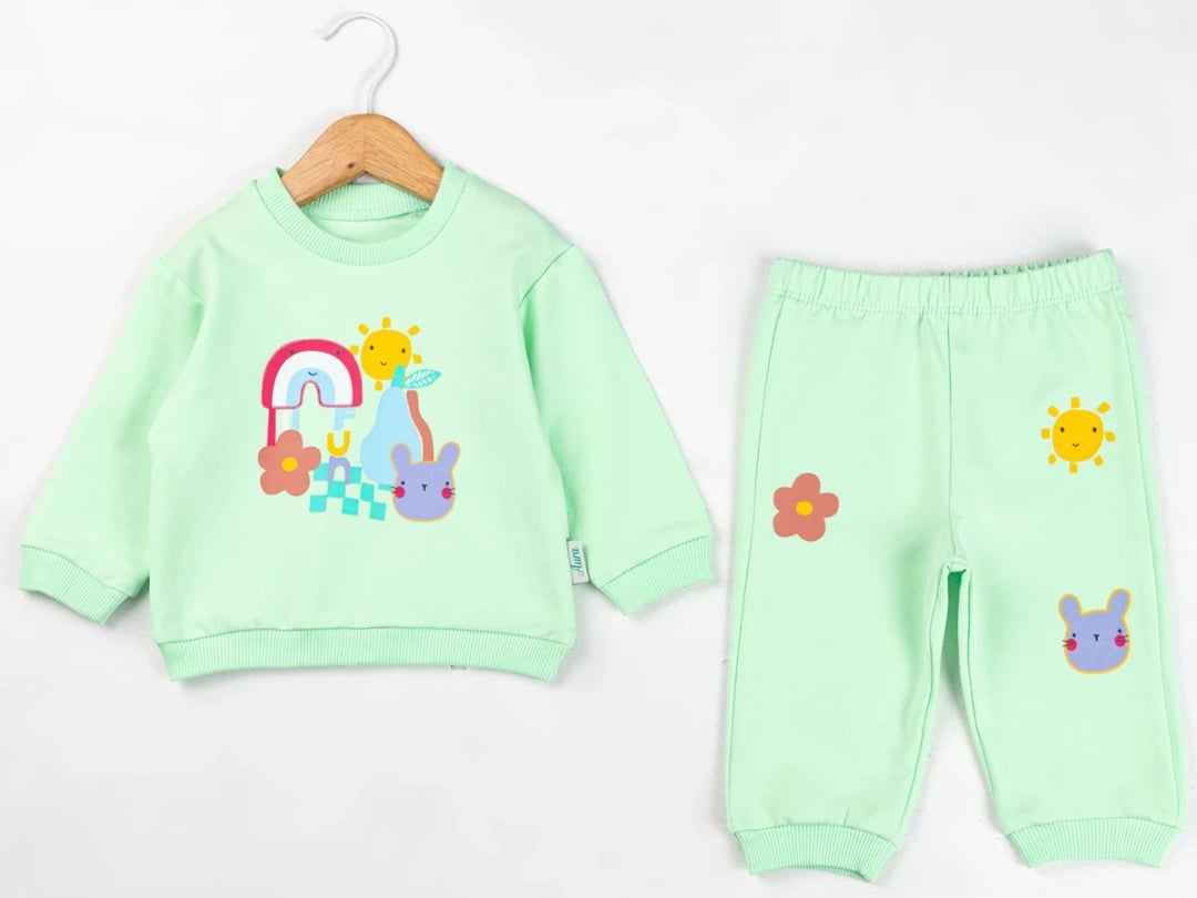 Girls' Bunny Print Sweatshirt and Trousers Set - Comix - by Peralane
