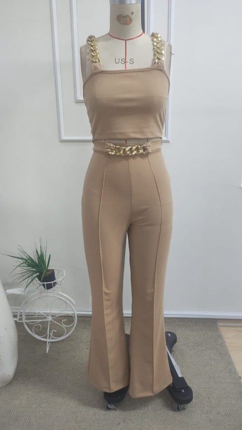 Women's Chain Strap Crop Top and Trousers Co-ord Set - Janes - by Peralane - photo 5
