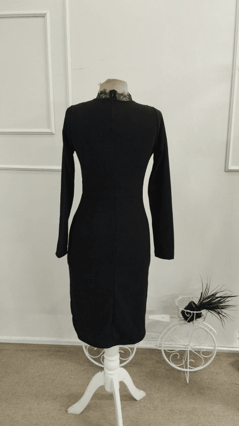Women's Long-Sleeved Lace Collar Slit Midi Dress - Janes - by Peralane - photo 7