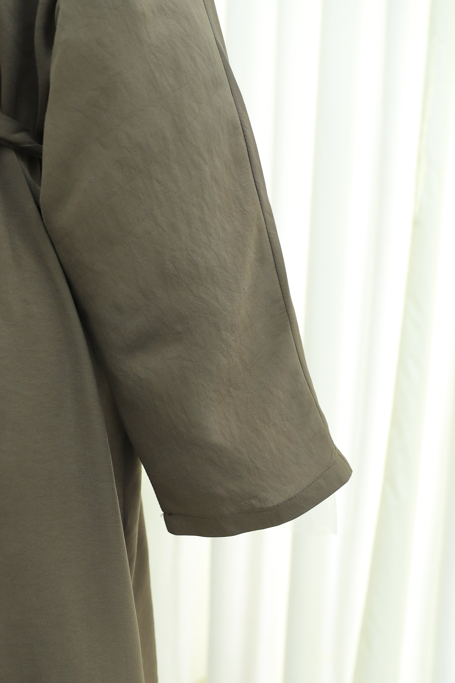 High Neck Deep Slit Belted Long Modal Tunic - Olive Green - Podyumplus - by Peralane - photo 6