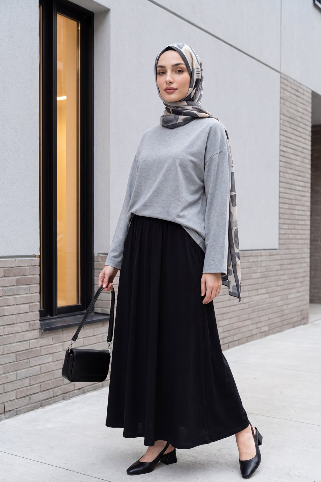 Round Neck Relaxed Fit Jersey Tunic - Grey - Podyumplus - by Peralane - photo 7