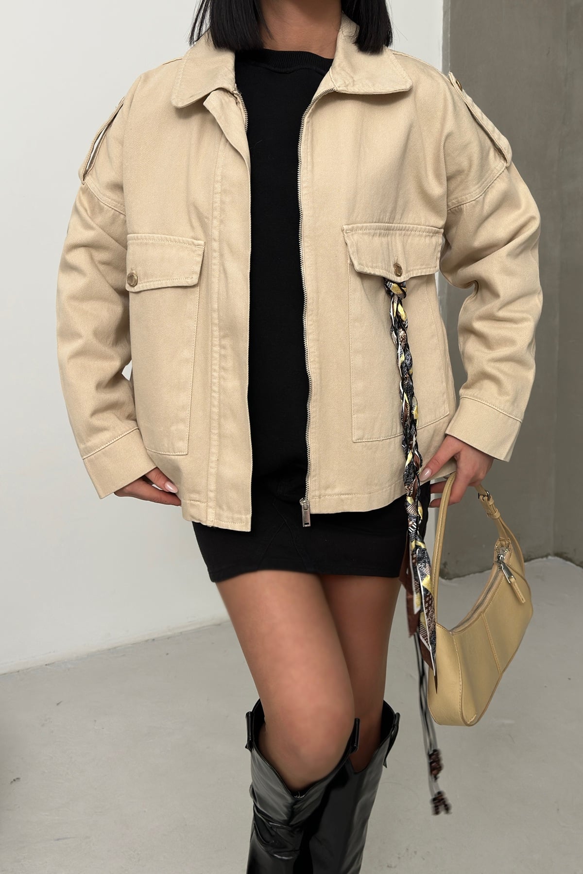 Stone Denim Jacket with Pockets 6254 - Xlove - by Peralane - photo 4