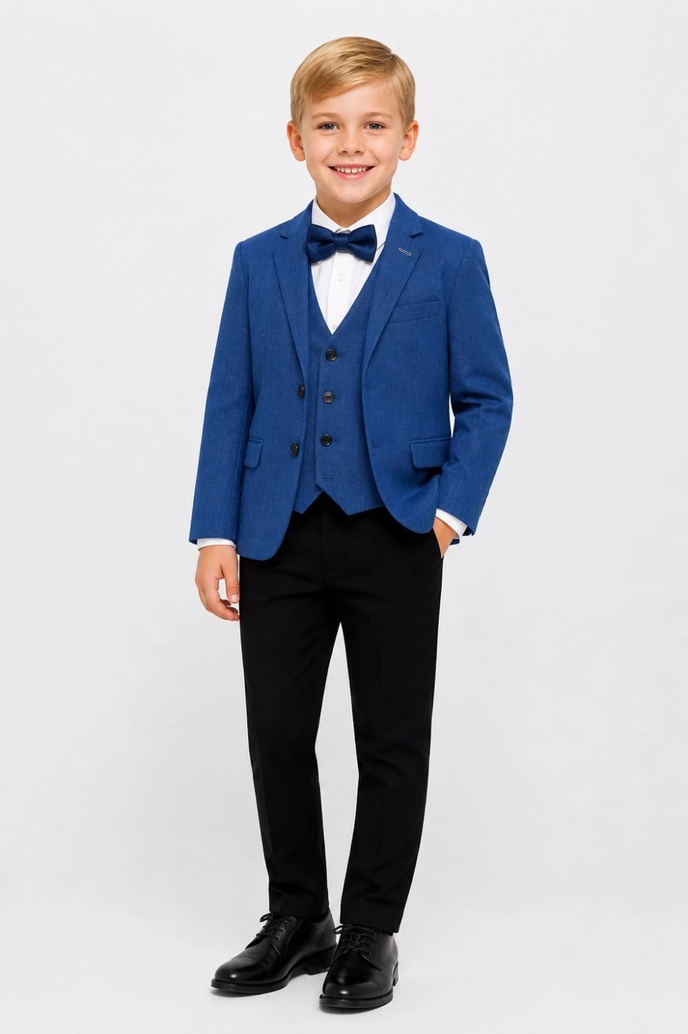 Boys' Casual Linen Suit Set with Jacket, Vest, and Trousers - 5743 - Terry - by Peralane