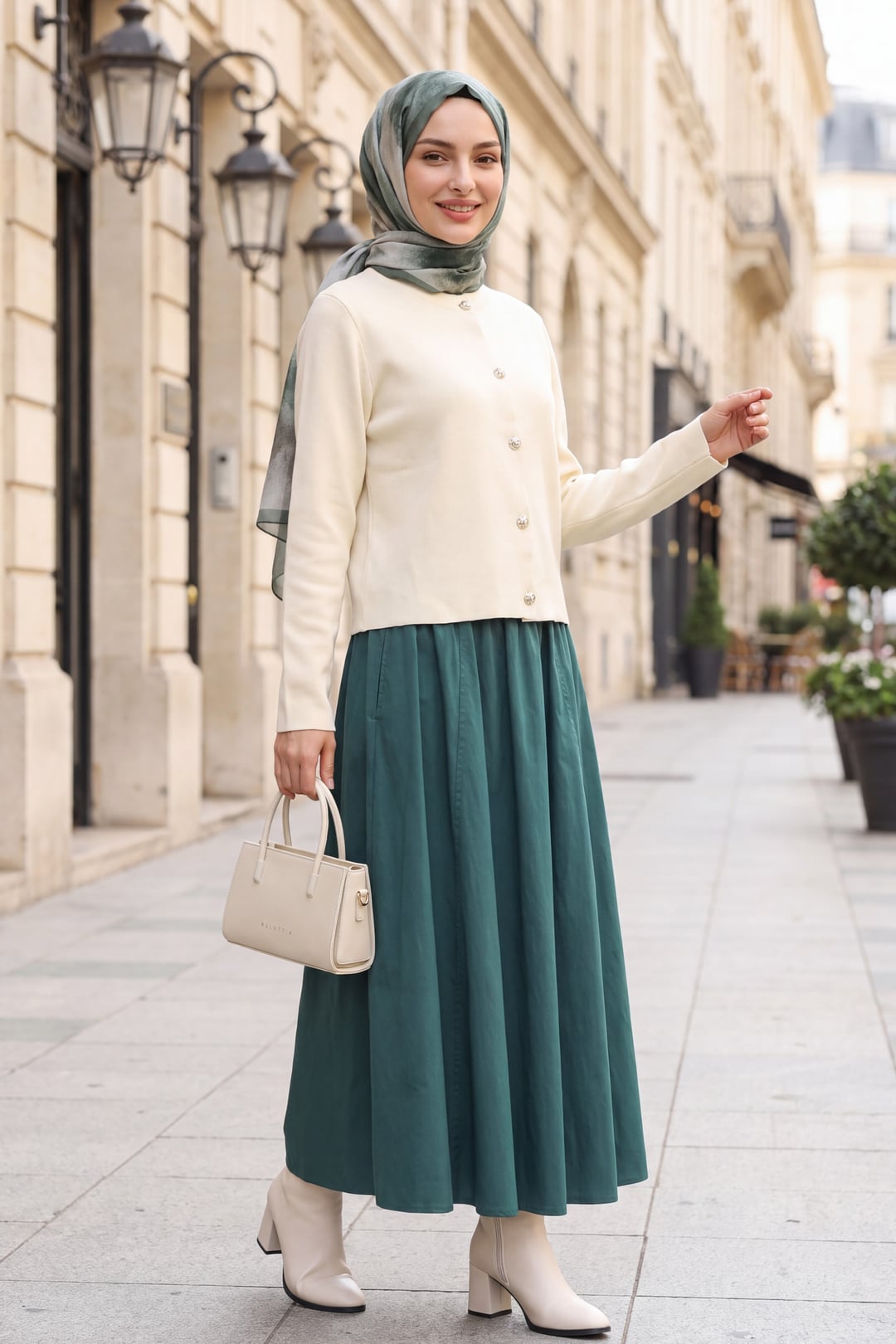 Cream Buttoned Round Neck Knit Cardigan - Podyumplus - by Peralane - photo 5