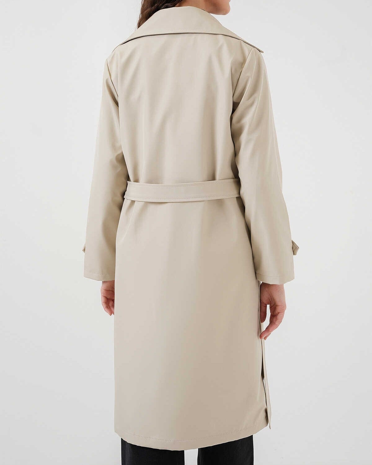 Beige Double-Breasted Trench Coat with Belt - Bigdart - by Peralane - photo 8