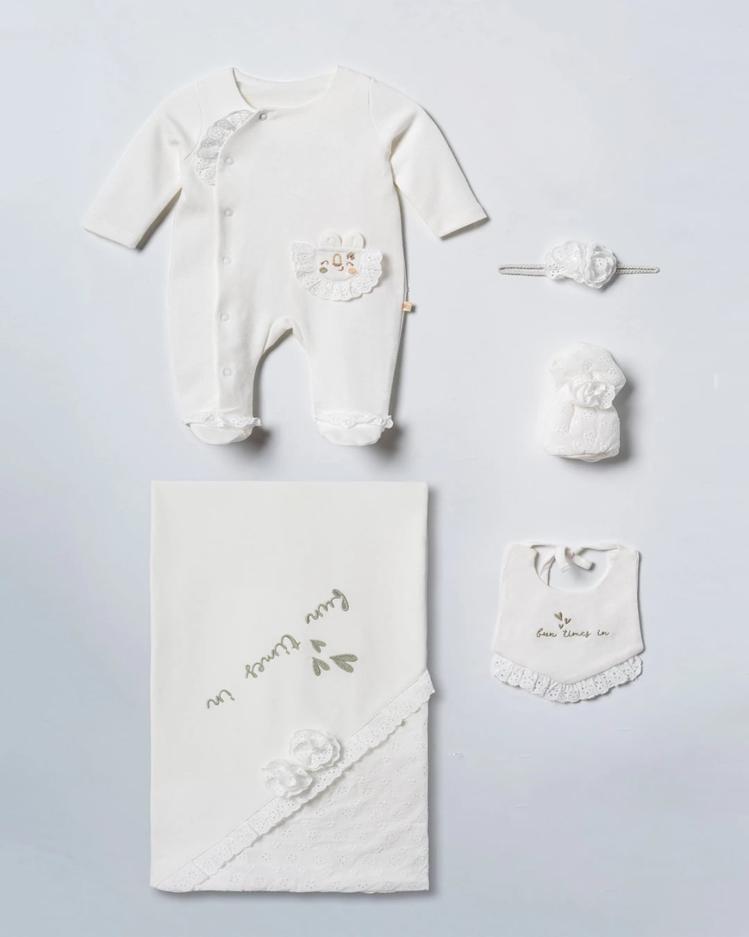 5-Piece Baby Girl Romper and Blanket Set - 5276 - Ciccimbaby - by Peralane