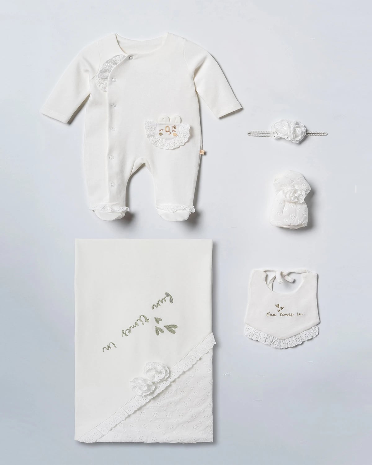 5-Piece Baby Girl Romper and Blanket Set - 5276 - Ciccimbaby - by Peralane