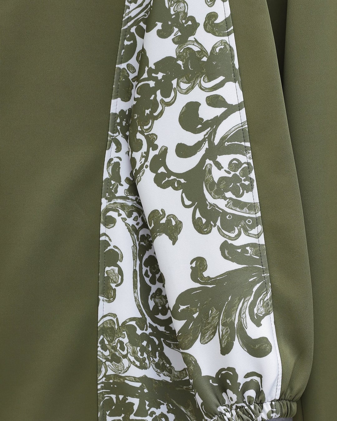 Zip Hooded Patterned Scuba Co-ord Set - Olive Green - Podyumplus - by Peralane - photo 3