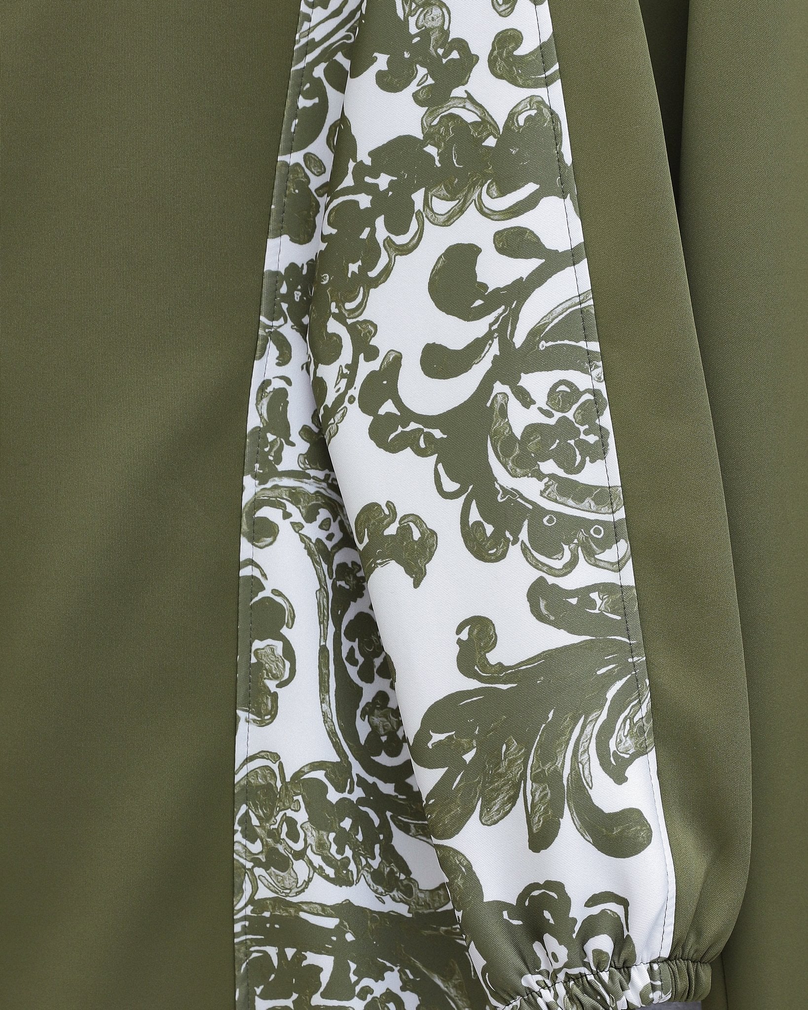 Zip Hooded Patterned Scuba Co-ord Set - Olive Green - Podyumplus - by Peralane - photo 3