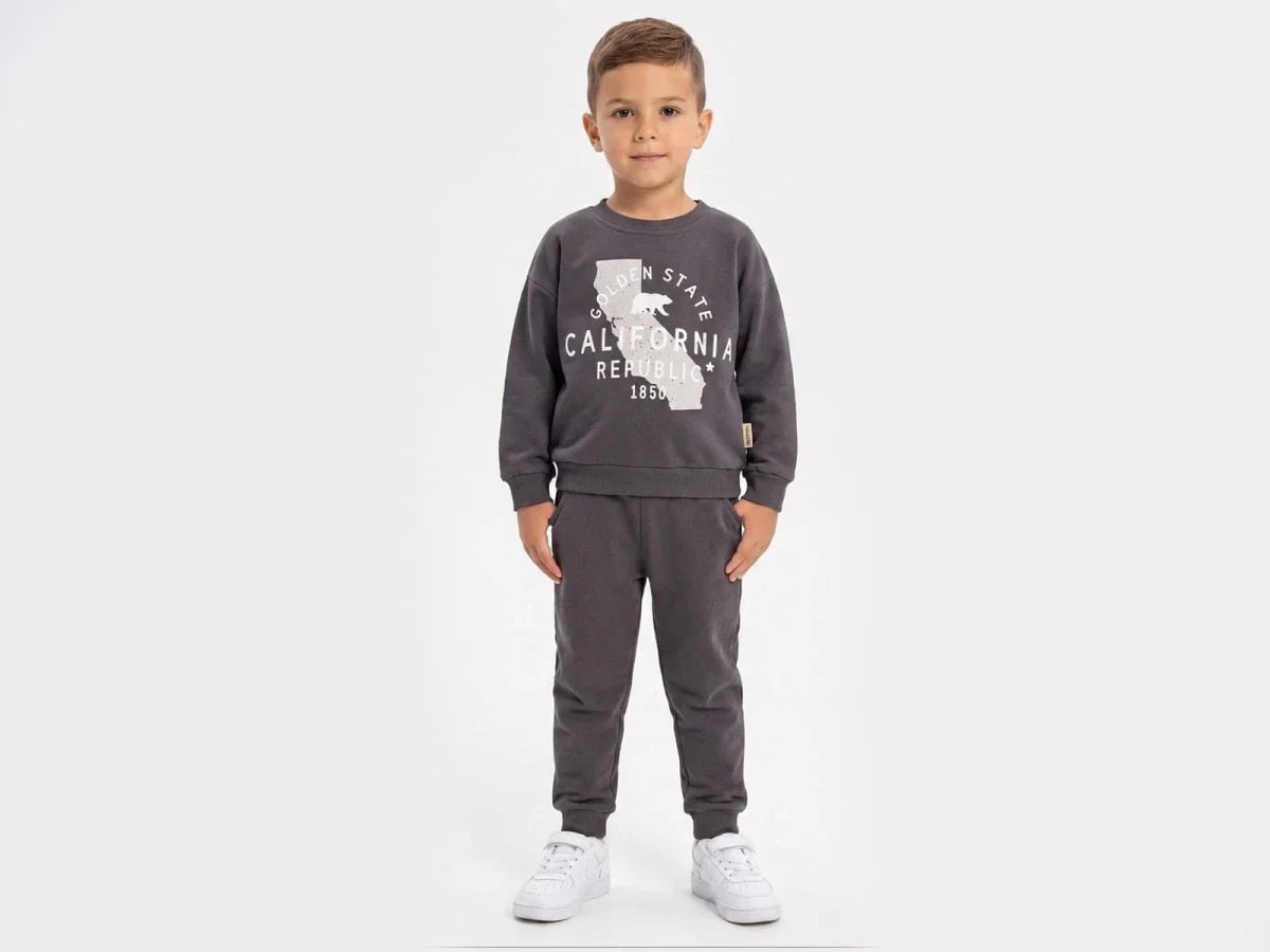 California Print Boys' Tracksuit Set - Dark Grey - Vovido - by Peralane
