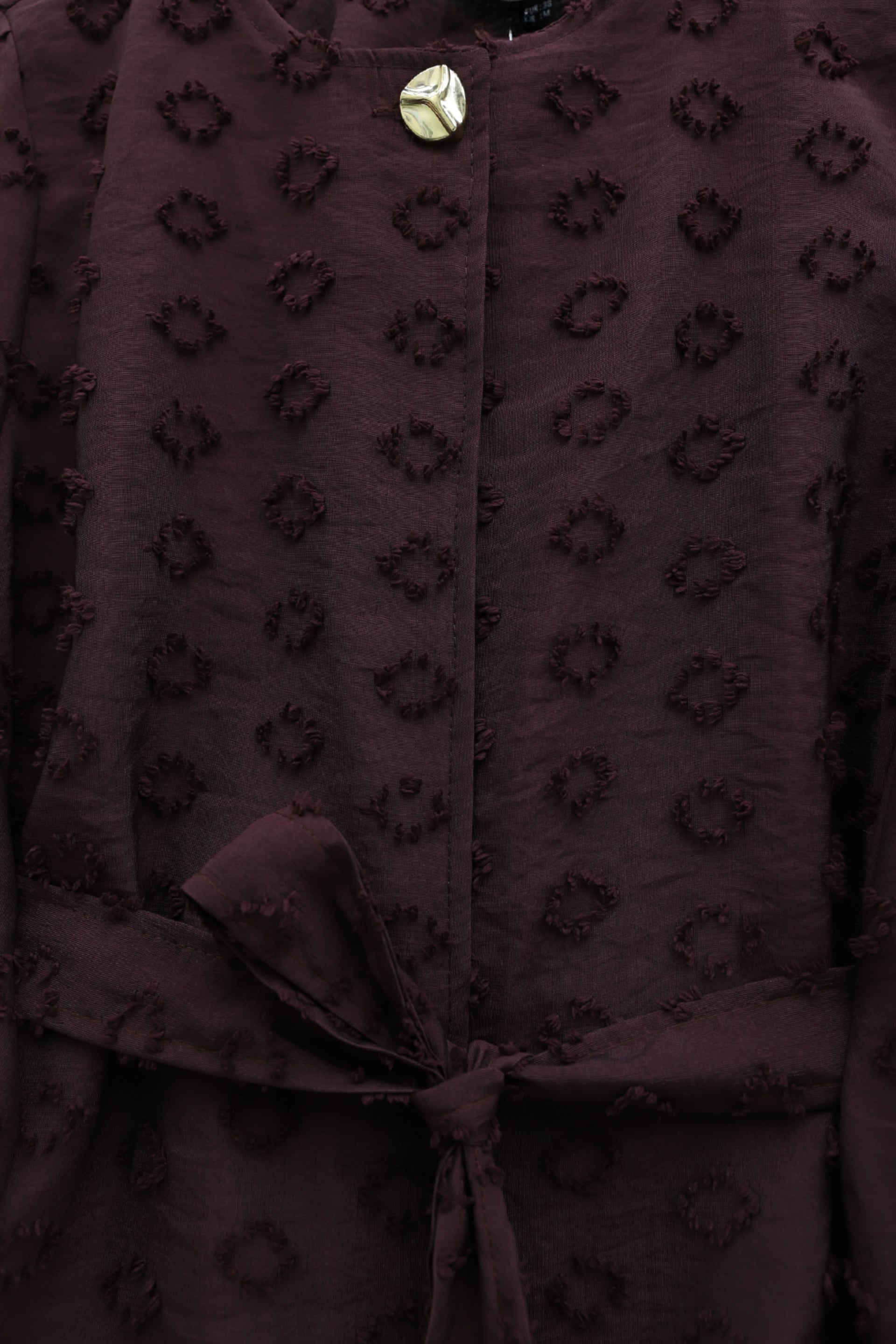 Deep Plum Textured Jacquard Modest Set with Skirt and Belt - Podyumplus - by Peralane - photo 7