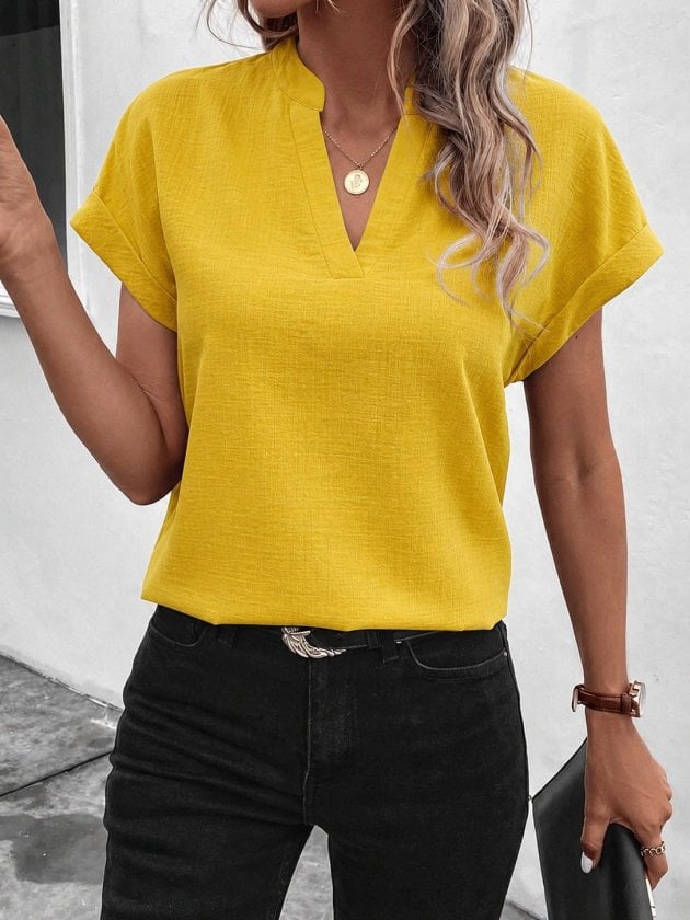 Women's Short Sleeve Stand Collar Sofia Blouse - Janes - by Peralane - photo 2