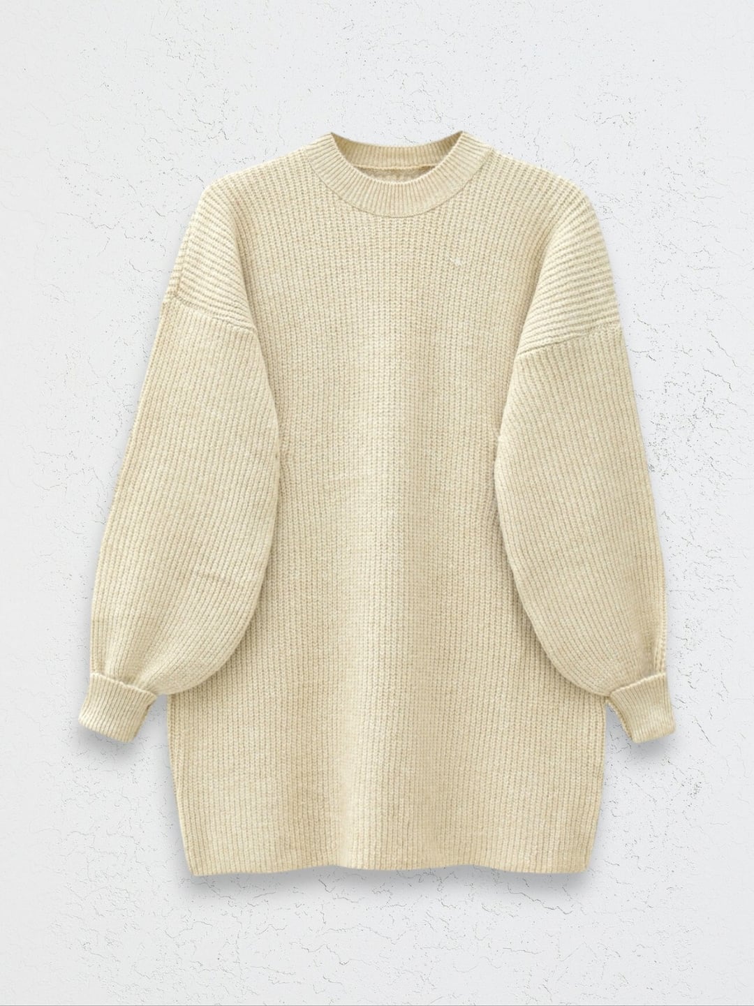 Round Neck Relaxed Fit Knit Tunic - Light Beige - Podyumplus - by Peralane - photo 4