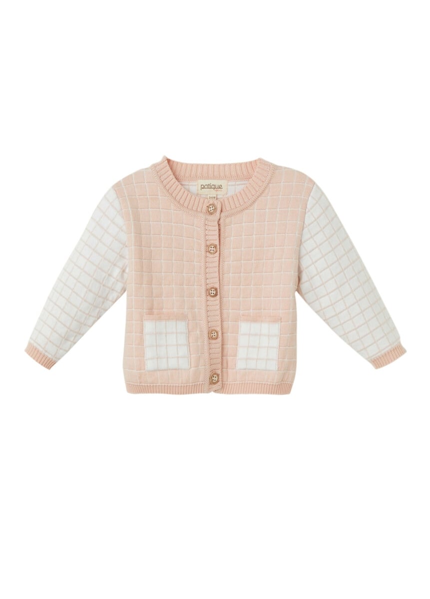 Unisex Baby Organic Cotton Cardigan 6-36M Pale Pink - Pack of 5 - Uludag Triko - by Peralane