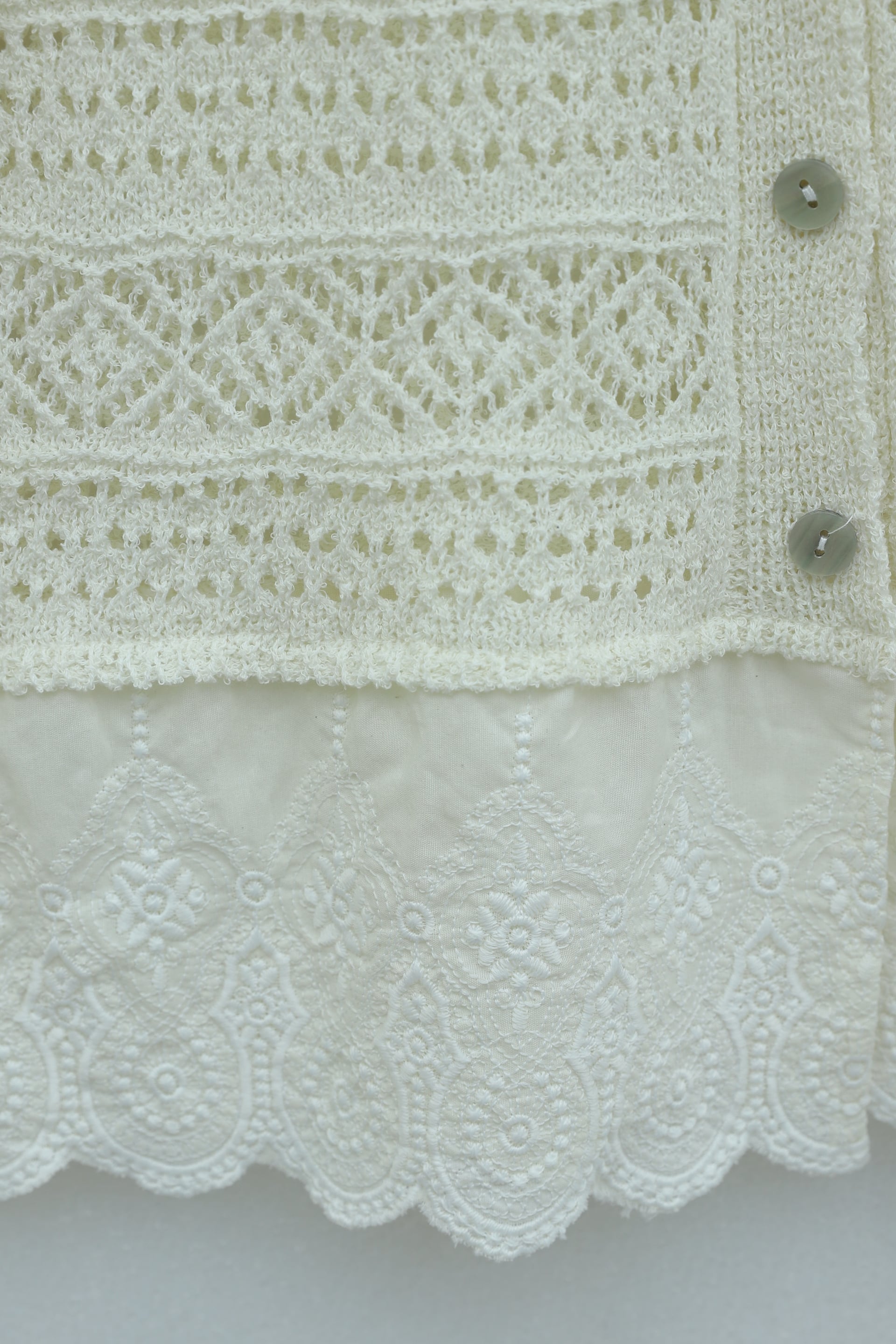 Lace Hem Buttoned Openwork Knit Cardigan - Ecru - Podyumplus - by Peralane - photo 7
