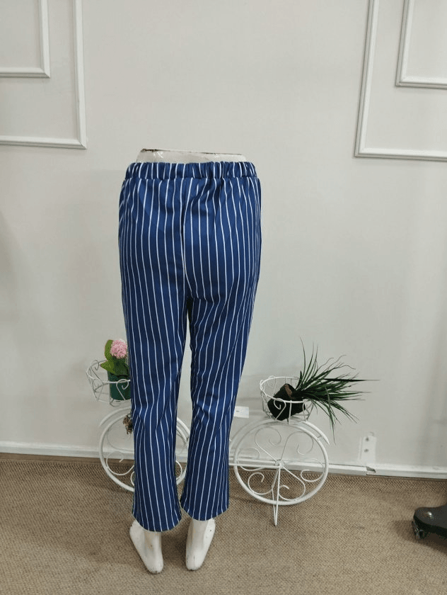 Women's High-Waist Drawstring Striped Modal Trousers - Janes - by Peralane - photo 6