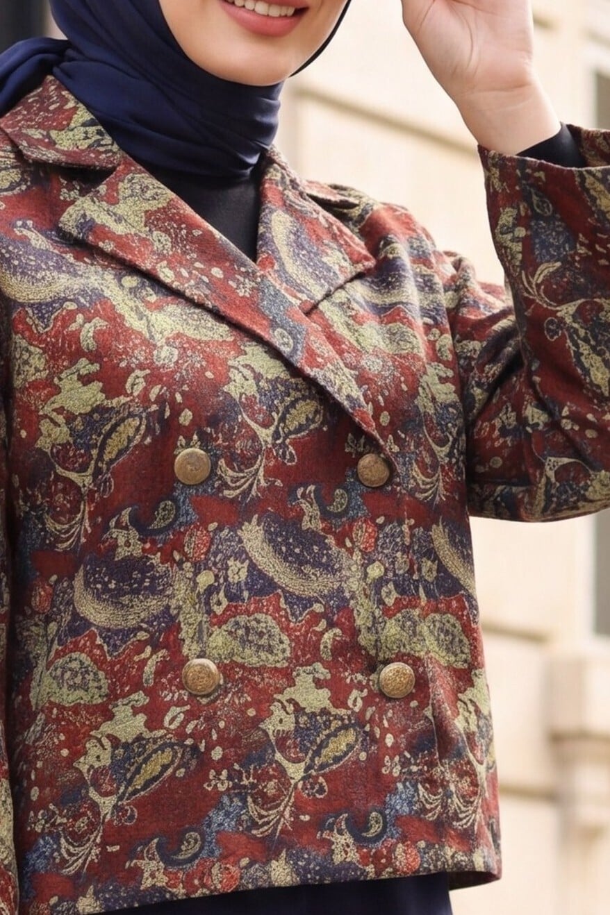 Shirt Collar Mixed Pattern Button-Front Quilted Jacket - Khaki - Podyumplus - by Peralane - photo 2