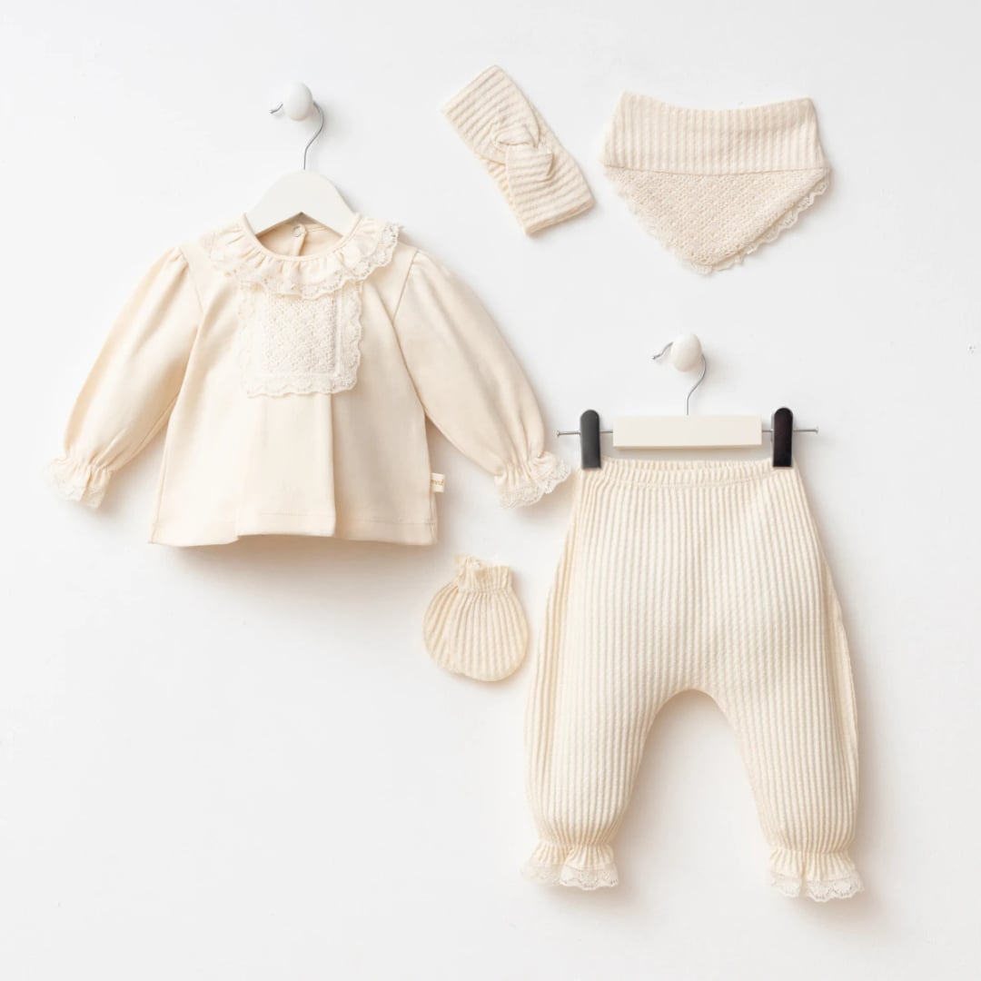 Barbara Doll 5-Piece Newborn Set - Cream - Minizeyn - by Peralane