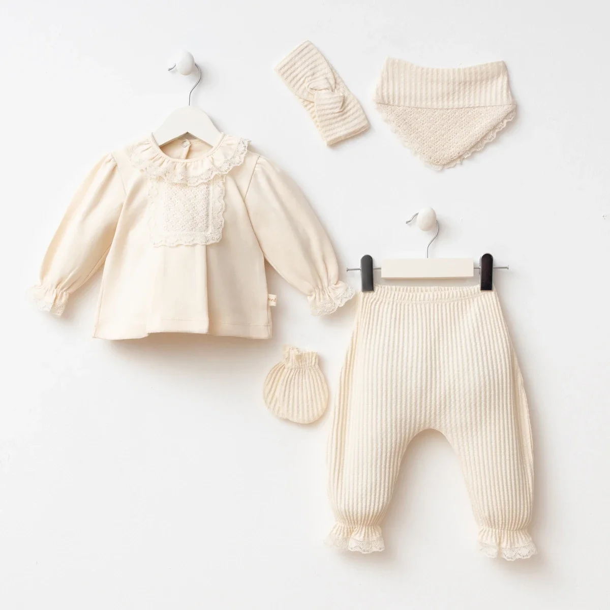 Barbara Doll 5-Piece Newborn Set - Cream - Minizeyn - by Peralane
