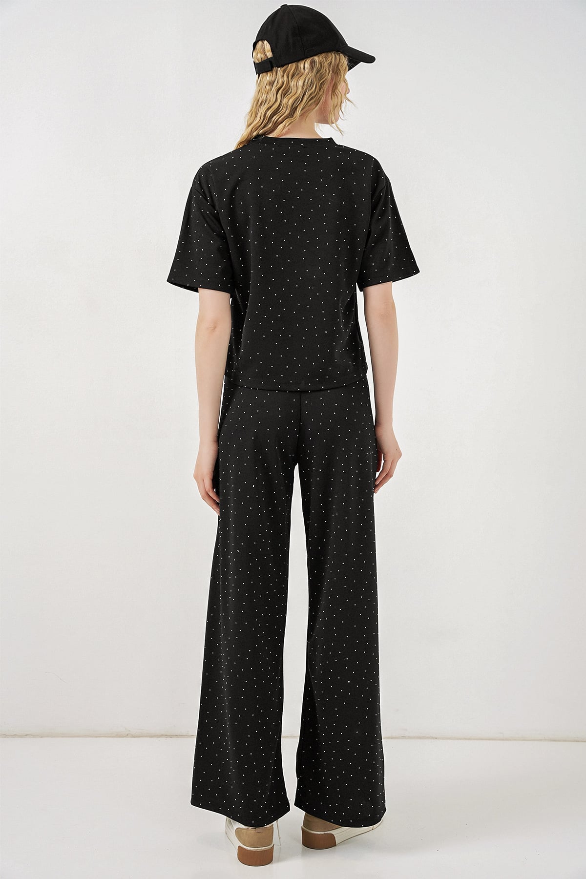 Women's Polka Dot T-Shirt and Trousers Two-Piece Set 30105 - Black - Bigdart - by Peralane - photo 5