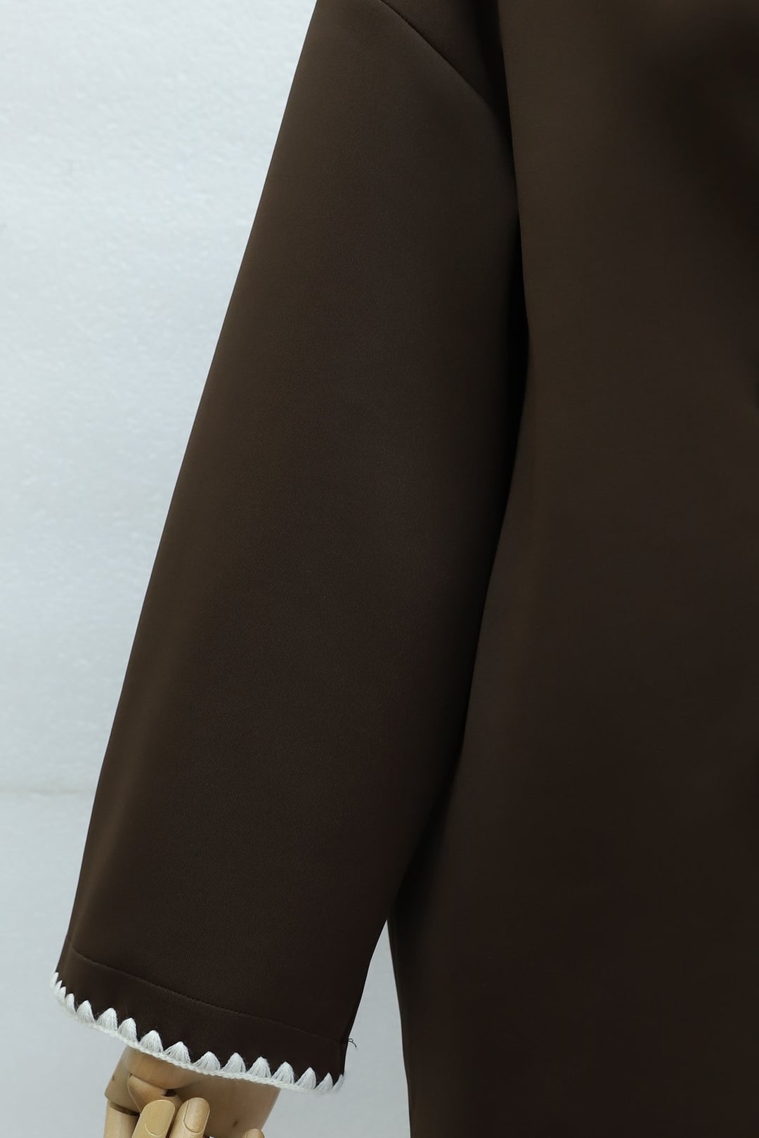Brown Belted Scuba Jacket with Shepherd Stitching - Podyumplus - by Peralane - photo 8