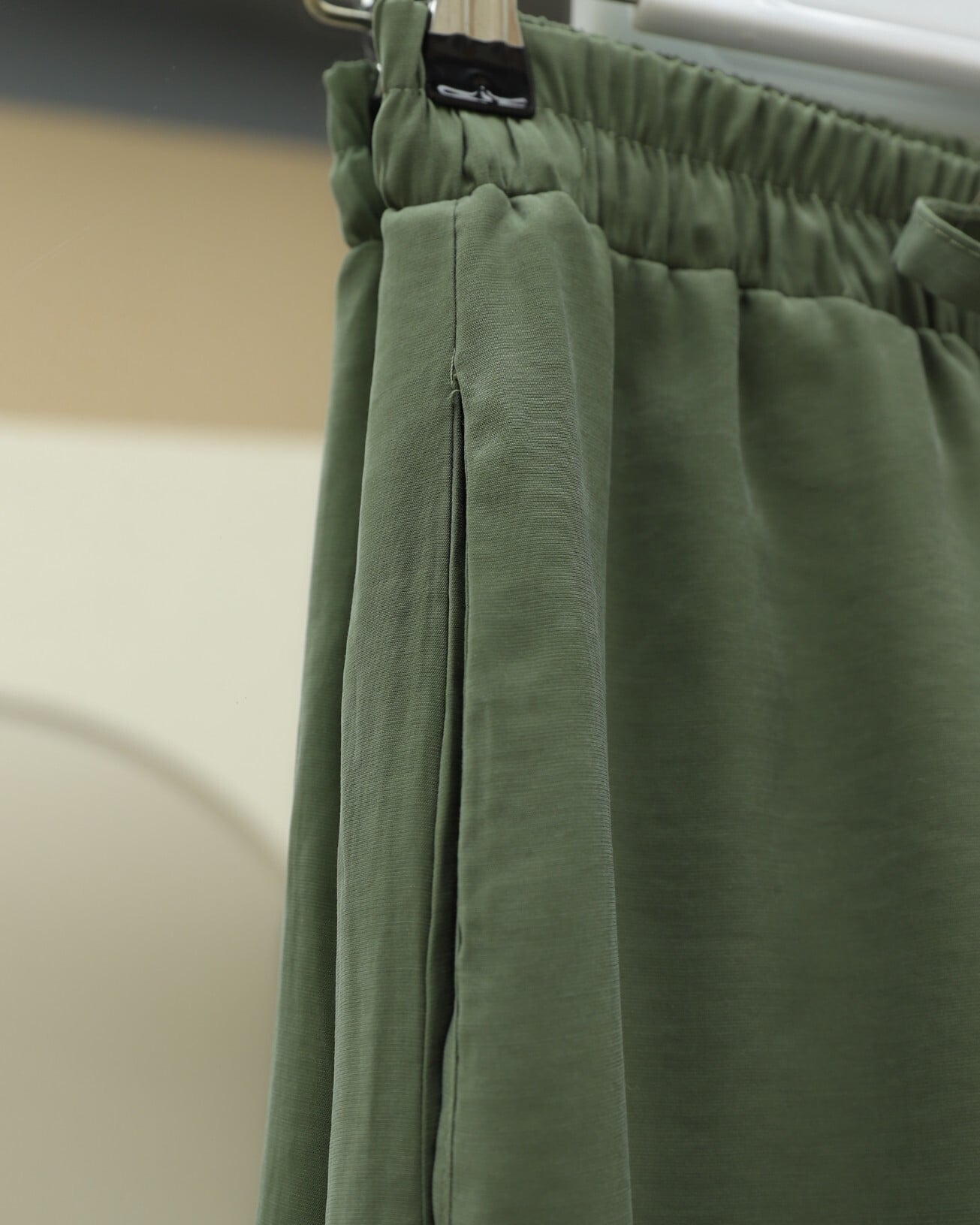 Olive Green Drawstring Wide Leg Modal Trousers for Women - Podyumplus - by Peralane - photo 5