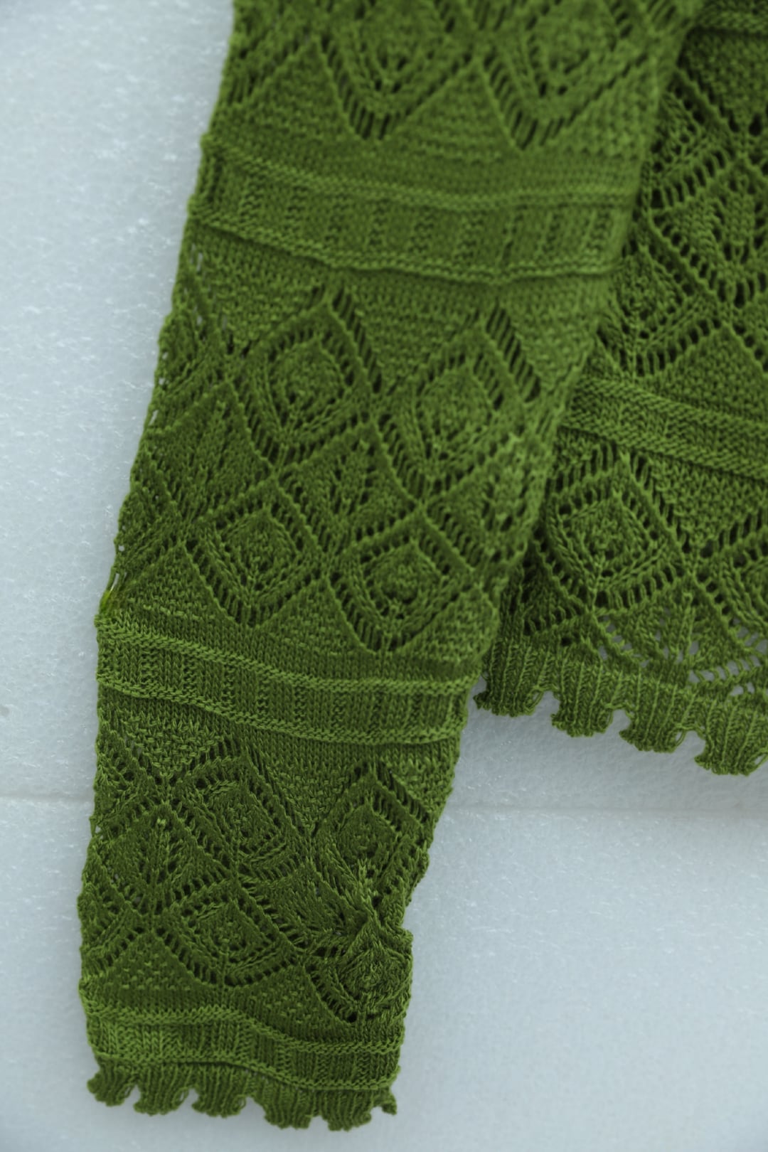 Buttoned Patterned Openwork Knit Cardigan - Khaki - Podyumplus - by Peralane - photo 5