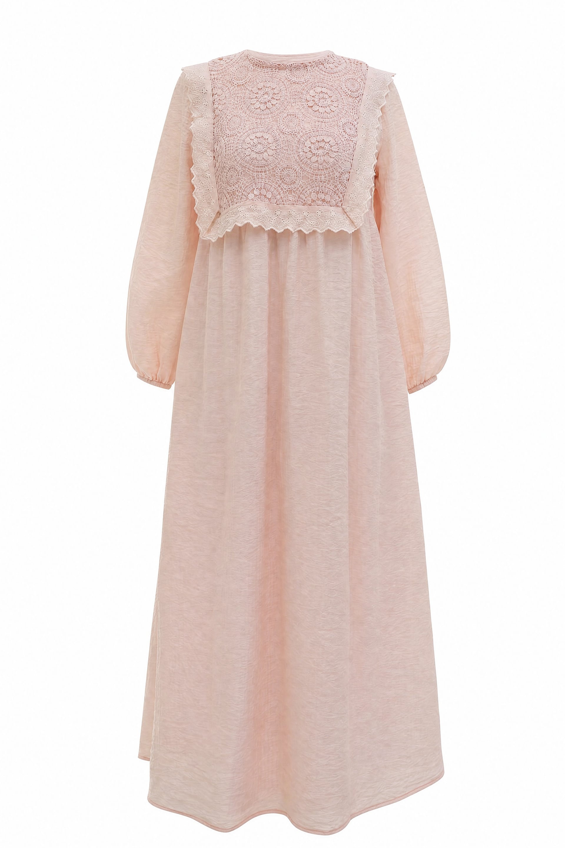 Removable Lace Vest Long-Sleeved Lined Crepe Dress - Powder - Podyumplus - by Peralane - photo 6