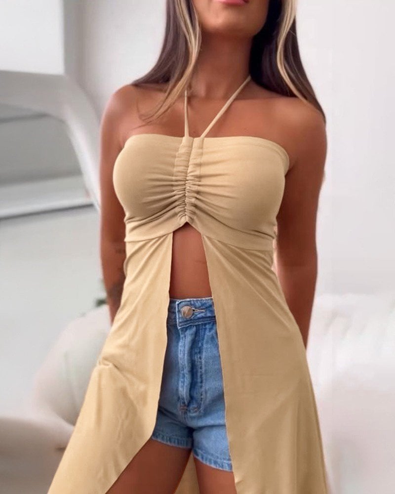 Women's Sleeveless Strapless Midi Blouse - Light Beige - Janes - by Peralane - photo 3