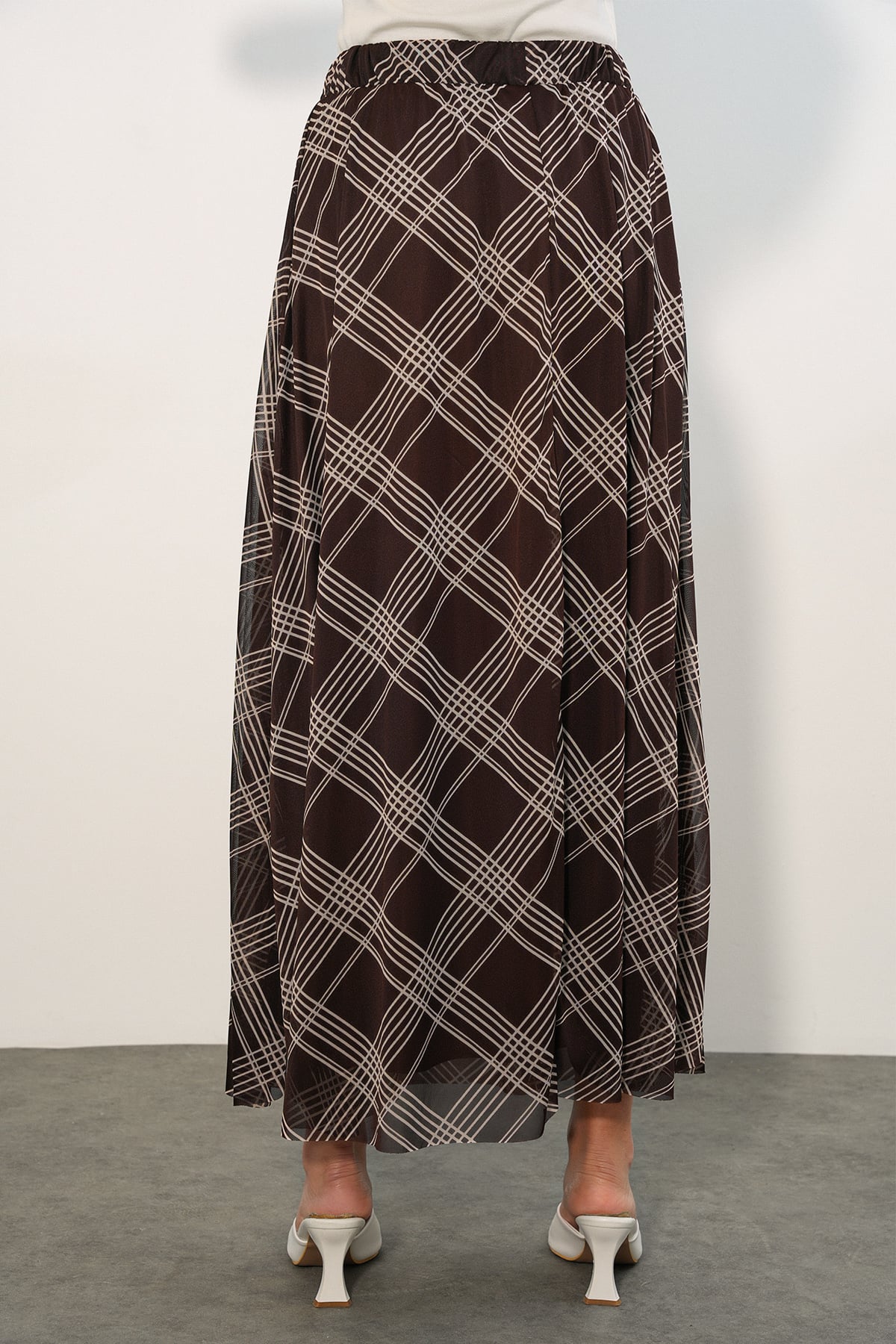 Women's Dark Brown Plaid Long Skirt 8075 - Bigdart - by Peralane - photo 5