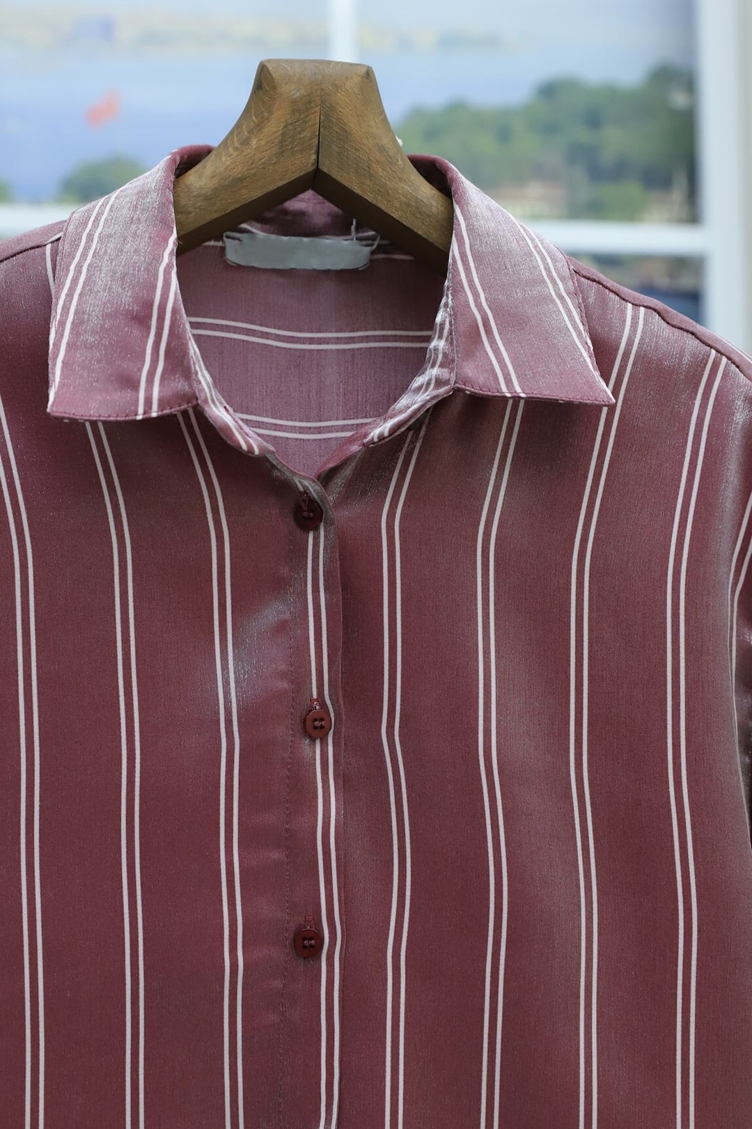 Striped Shimmer Blouse - Bordeaux - Podyumplus - by Peralane - photo 5