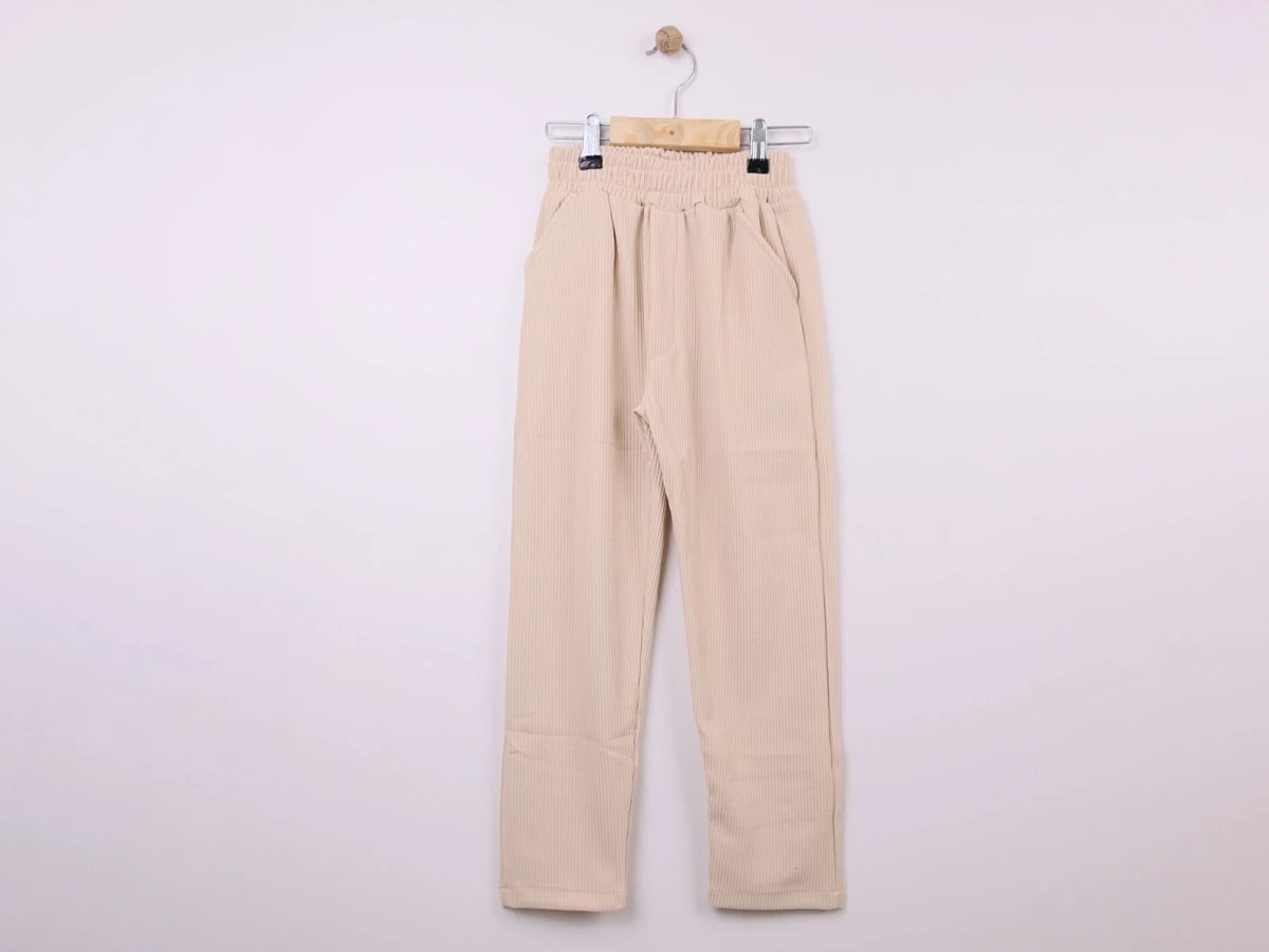 Kids' Corduroy Jogger Trousers - Light Beige (Pack of 4) - CMK - by Peralane