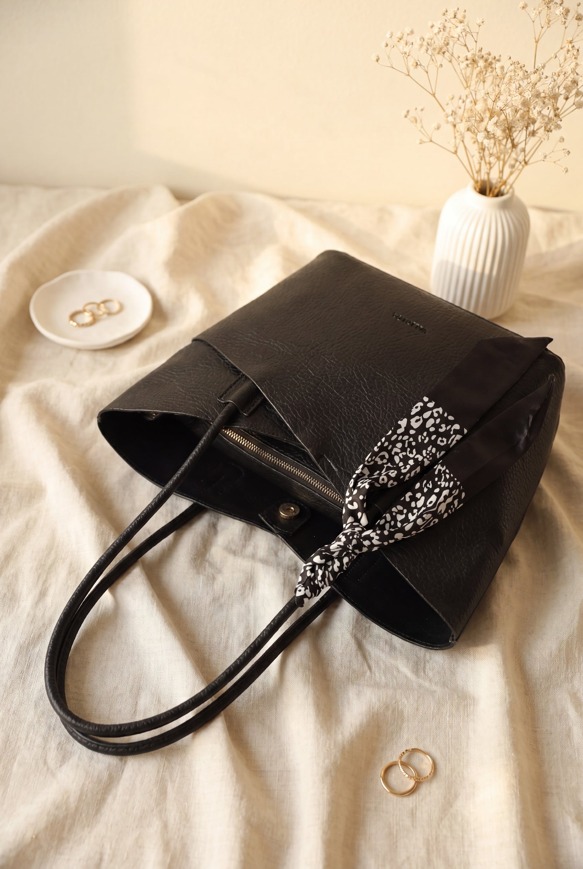 Women's Cross-Body Bag with Scarf Detail - Black - Podyumplus - by Peralane - photo 2