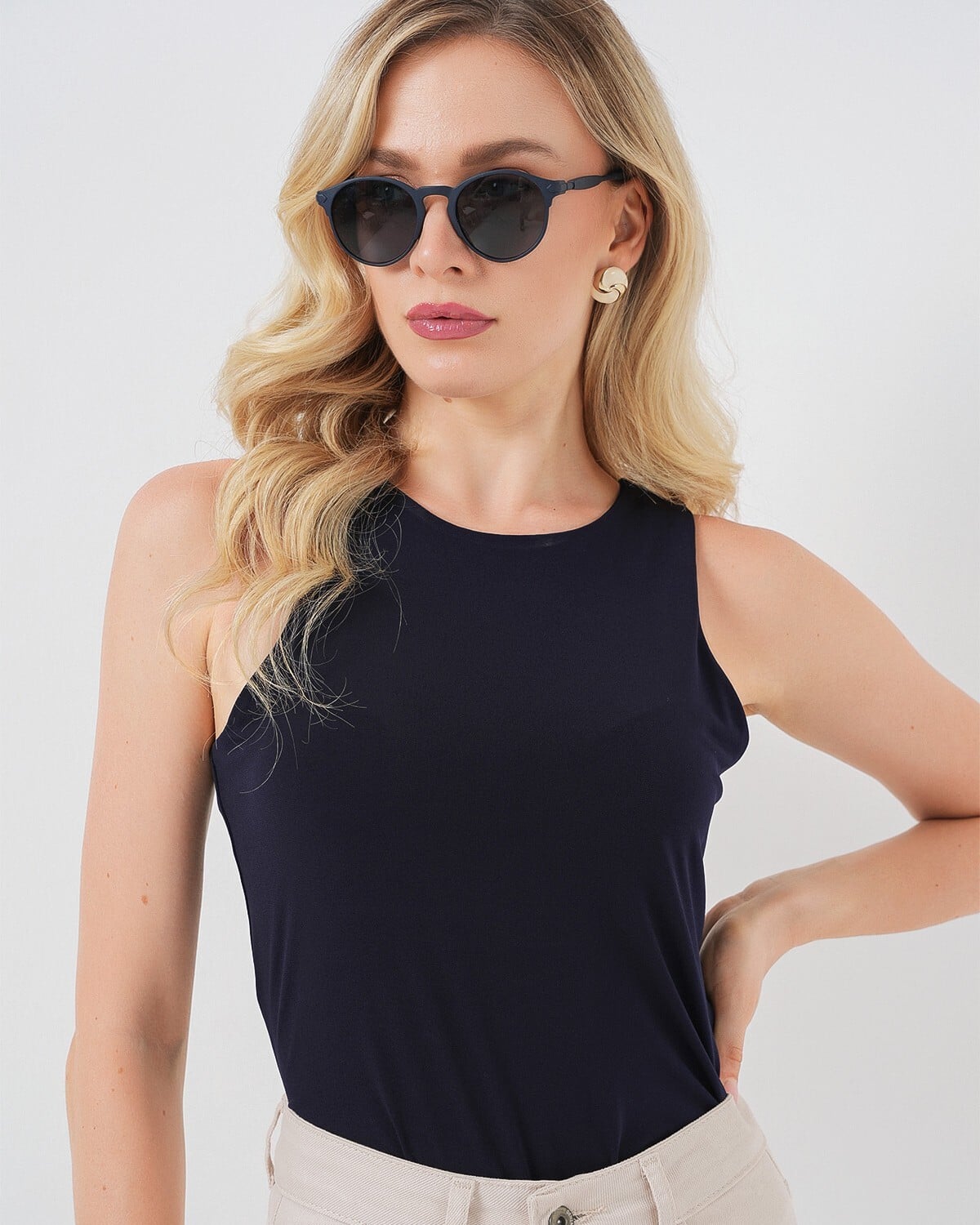 Women's Halter Neck Snap Closure Body Navy Blue - Bigdart - by Peralane - photo 3