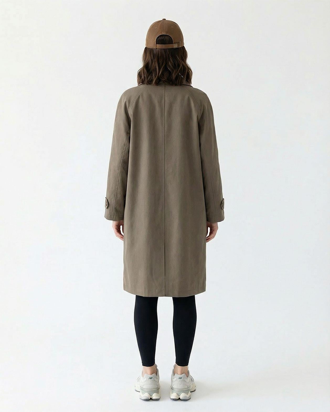 Women's Taupe Trench Coat - Classic Collar & Button Front - Fame - by Peralane - photo 2