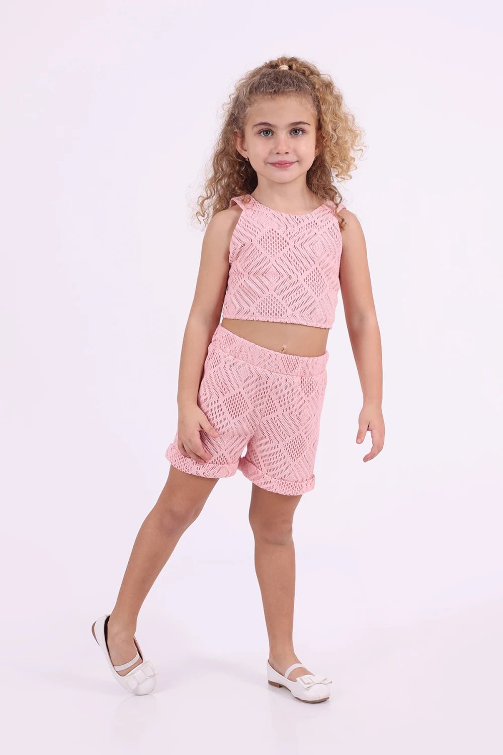 Girls' Knit Shorts Set - Pink - Serkon Baby - by Peralane