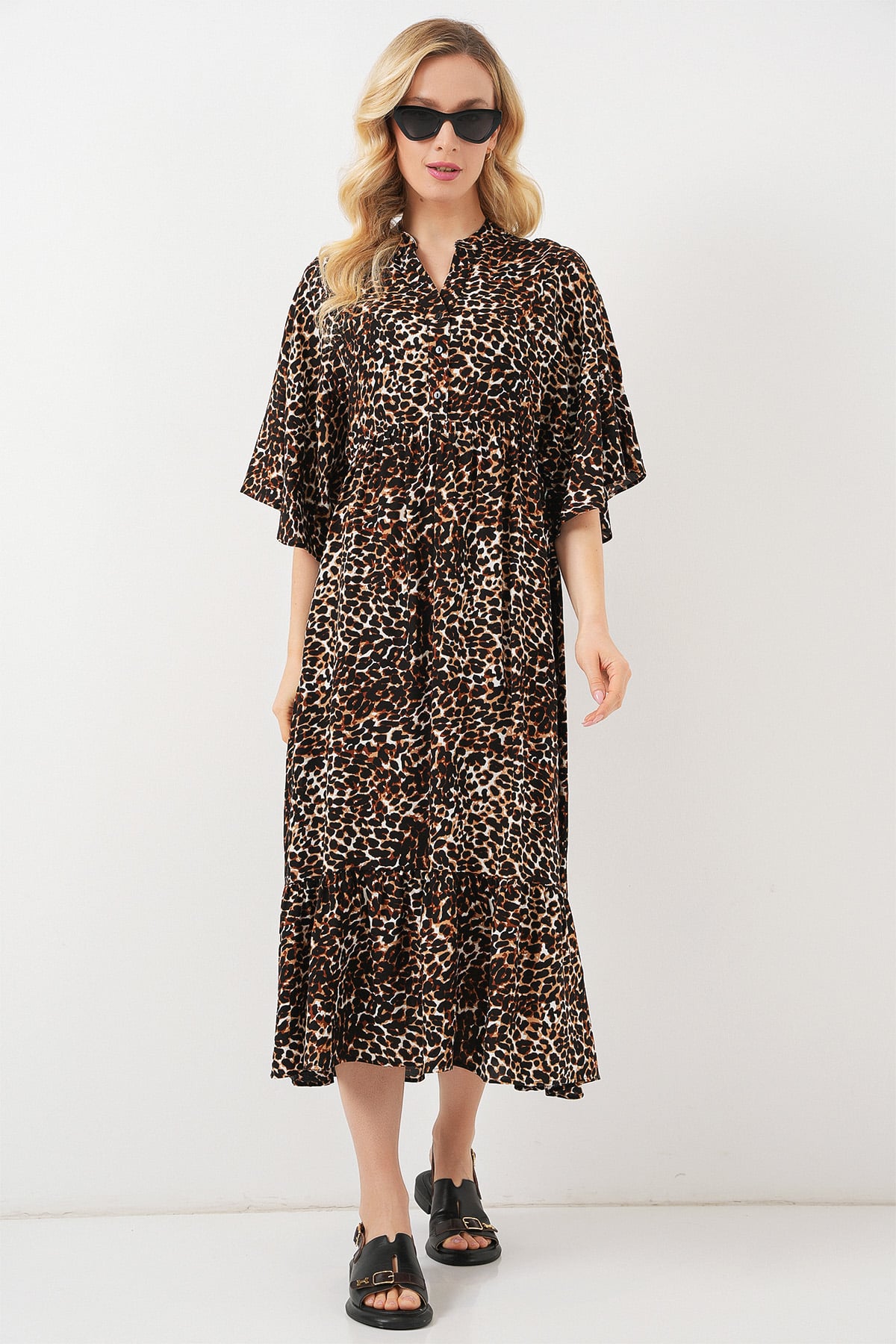 Women's Brown Leopard Print Short-Sleeve Dress - Bigdart - by Peralane - photo 3